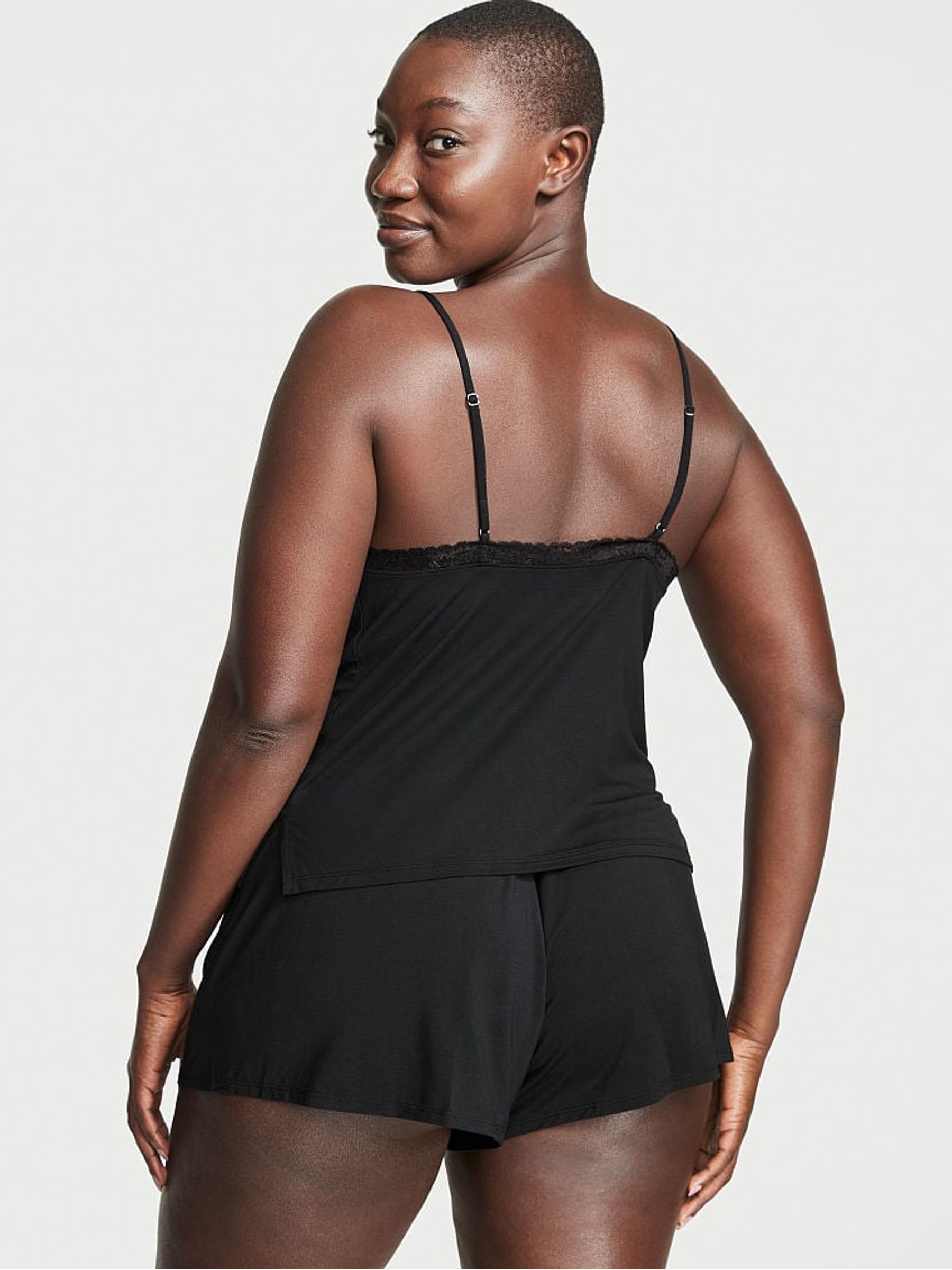 Pure Black Stretch Modal Cami Set - Image 2 of 3