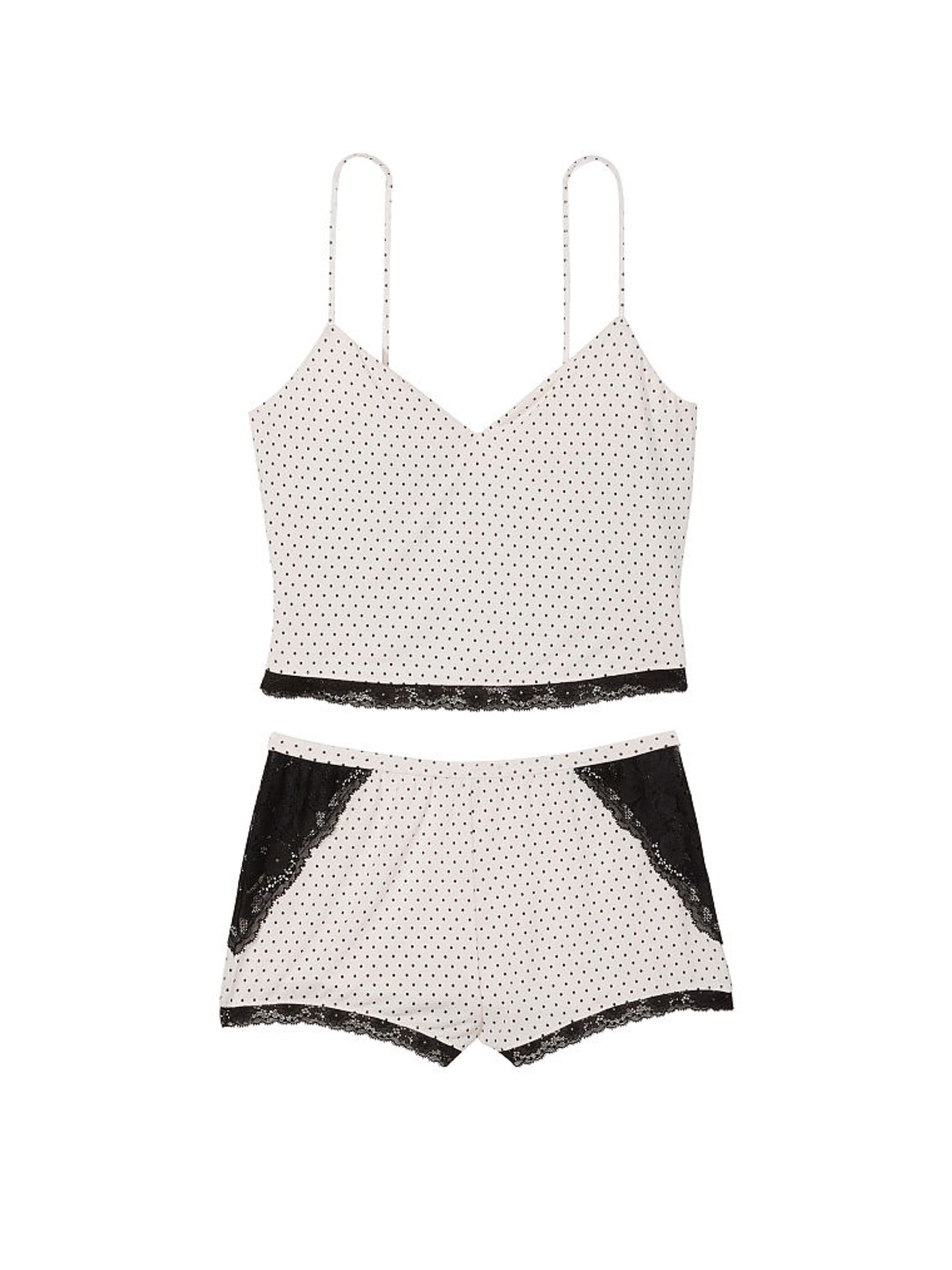 Mini Pin Dot Black Stretched Modal Cami Set - Image 3 of 3