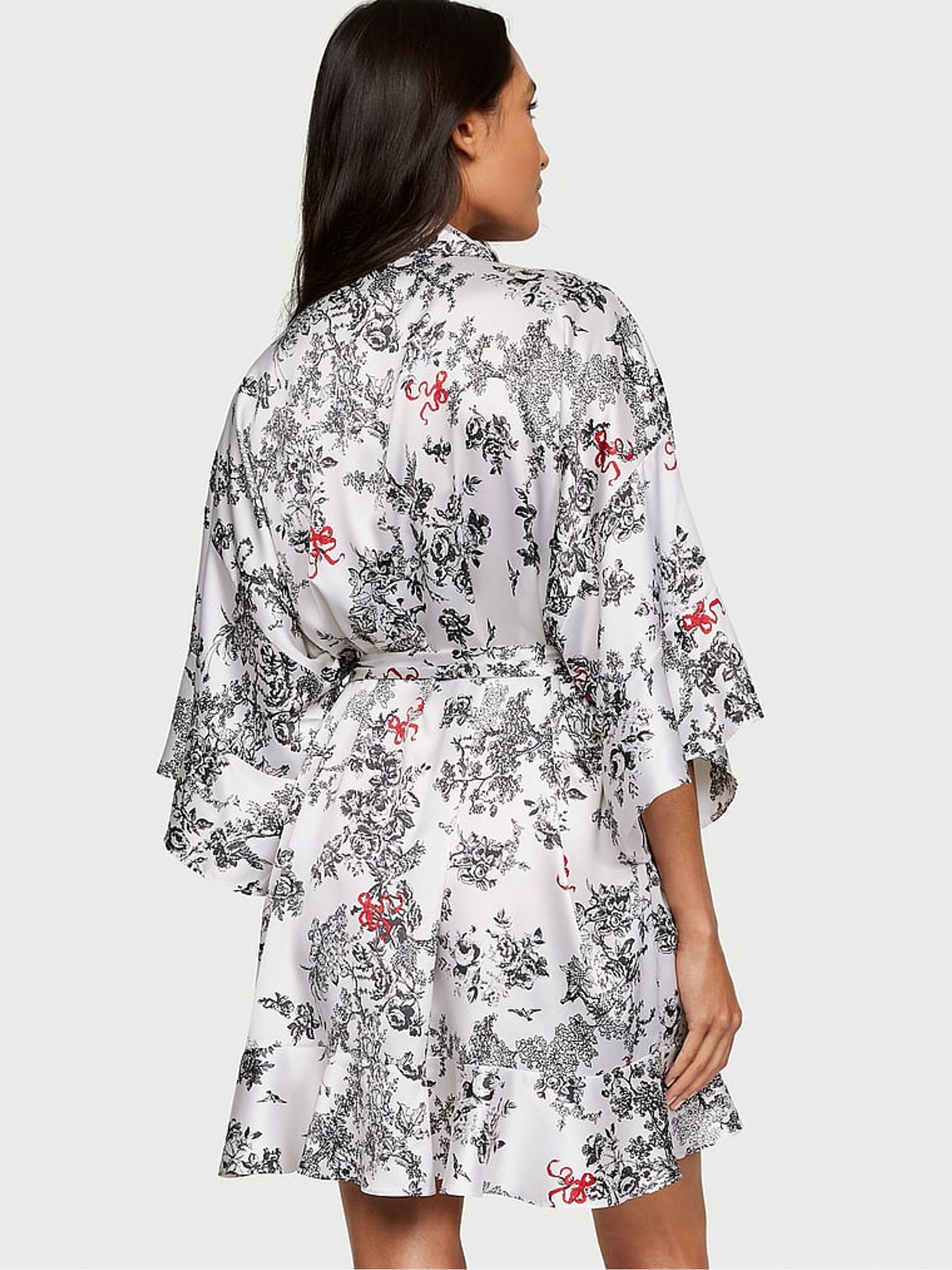 Porcelain Toile White Satin Flounce Satin Robe - Image 2 of 3