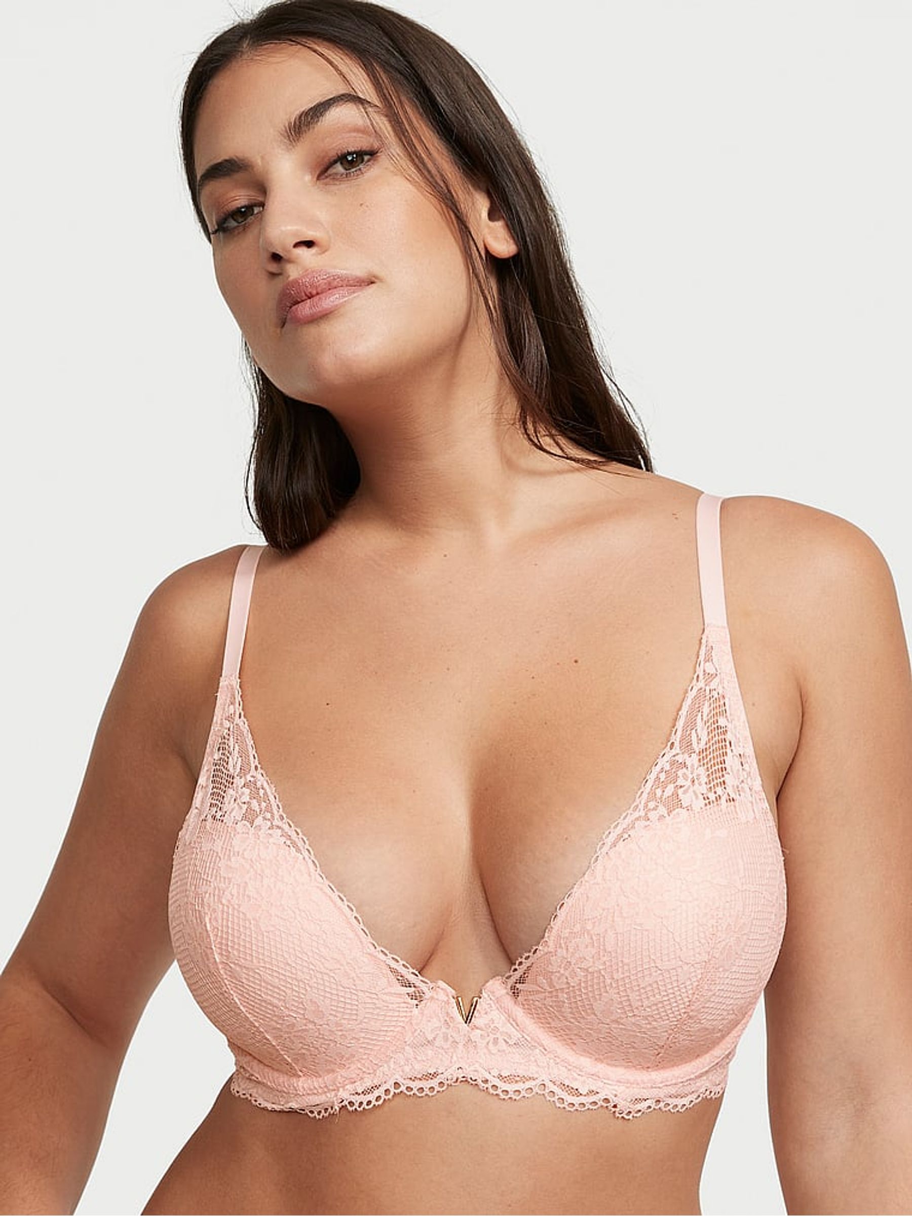 Purest Pink Lace Half Pad Plunge Bra - Image 1 of 4