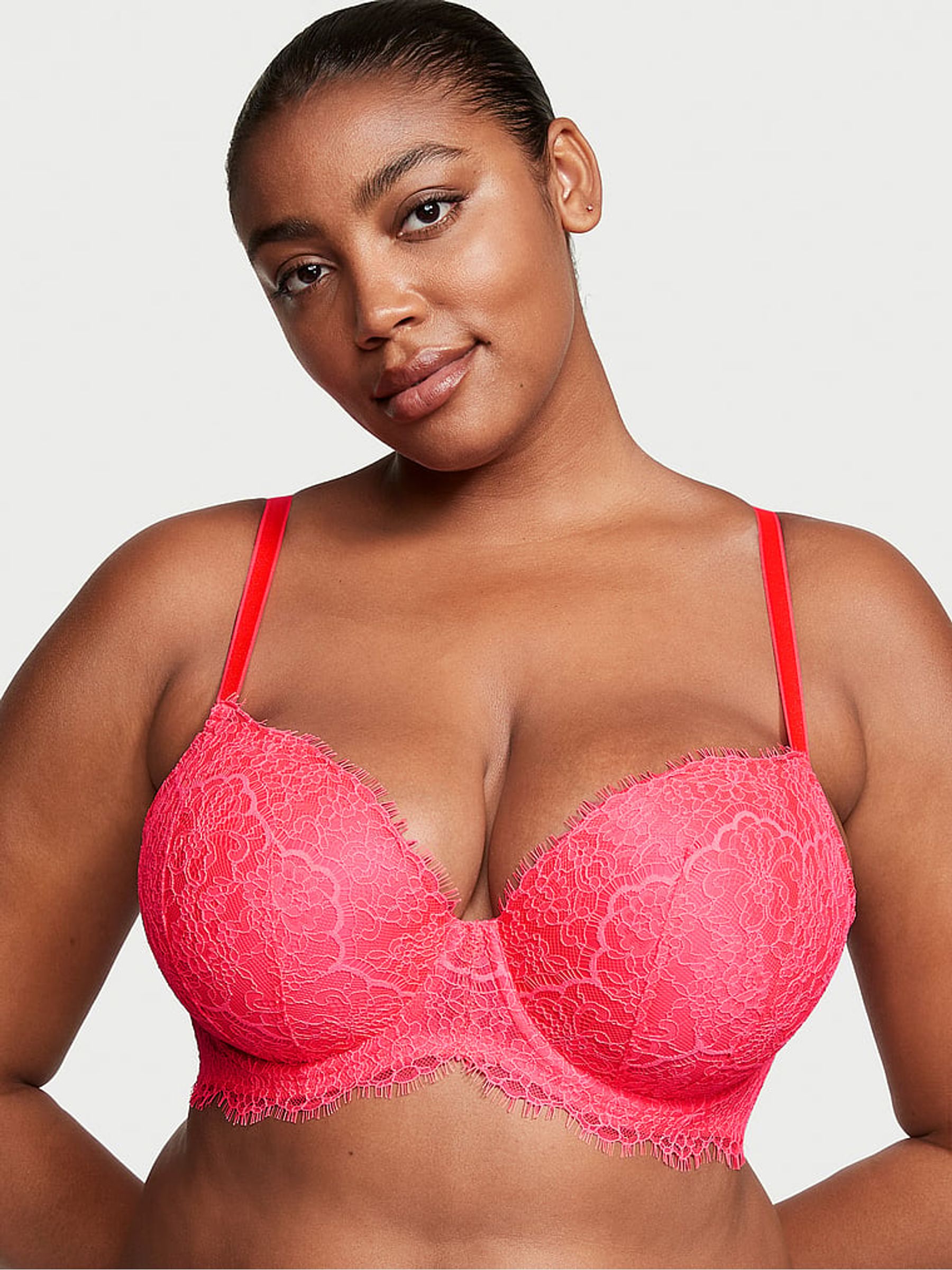 Hottie Pink Lace Lightly Lined Demi Bra - Image 1 of 3
