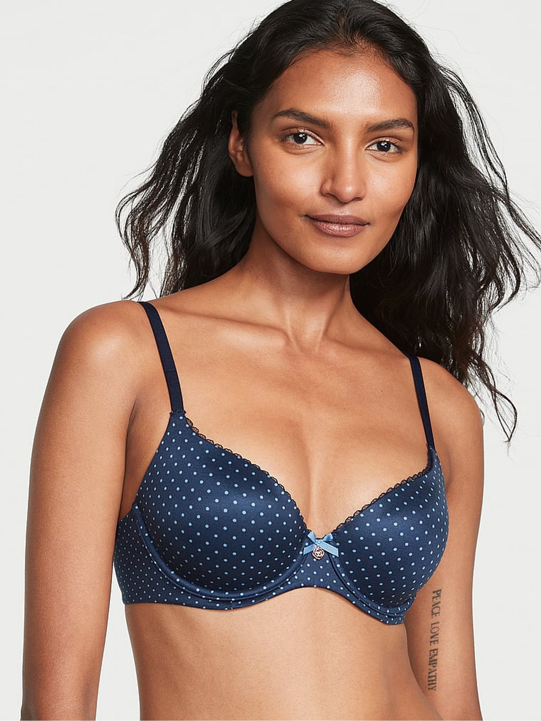 Noir Navy Blue Dot Print Demi Bra - Image 1 of 3