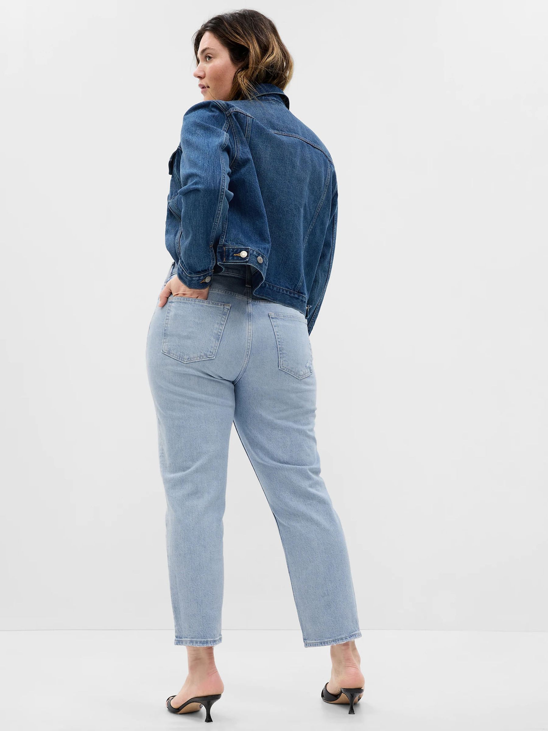Light Wash Blue High Waisted Ripped Straight Jeans with Washwell - Image 2 of 6