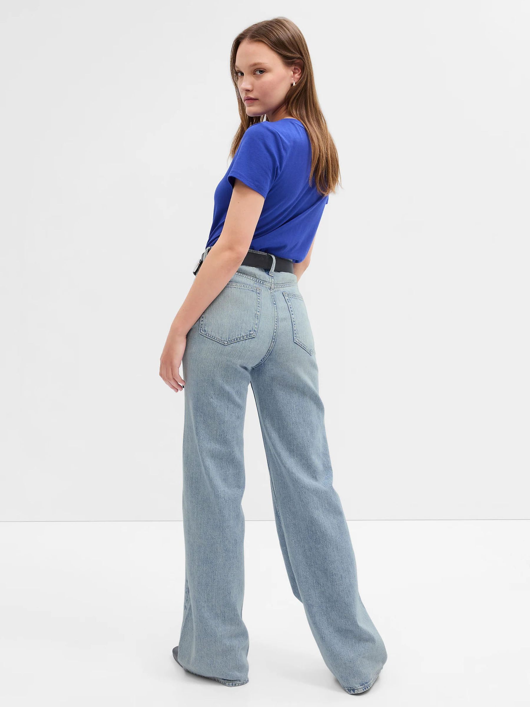 Light Blue High Waisted Stride Wide Leg Jeans - Image 2 of 6