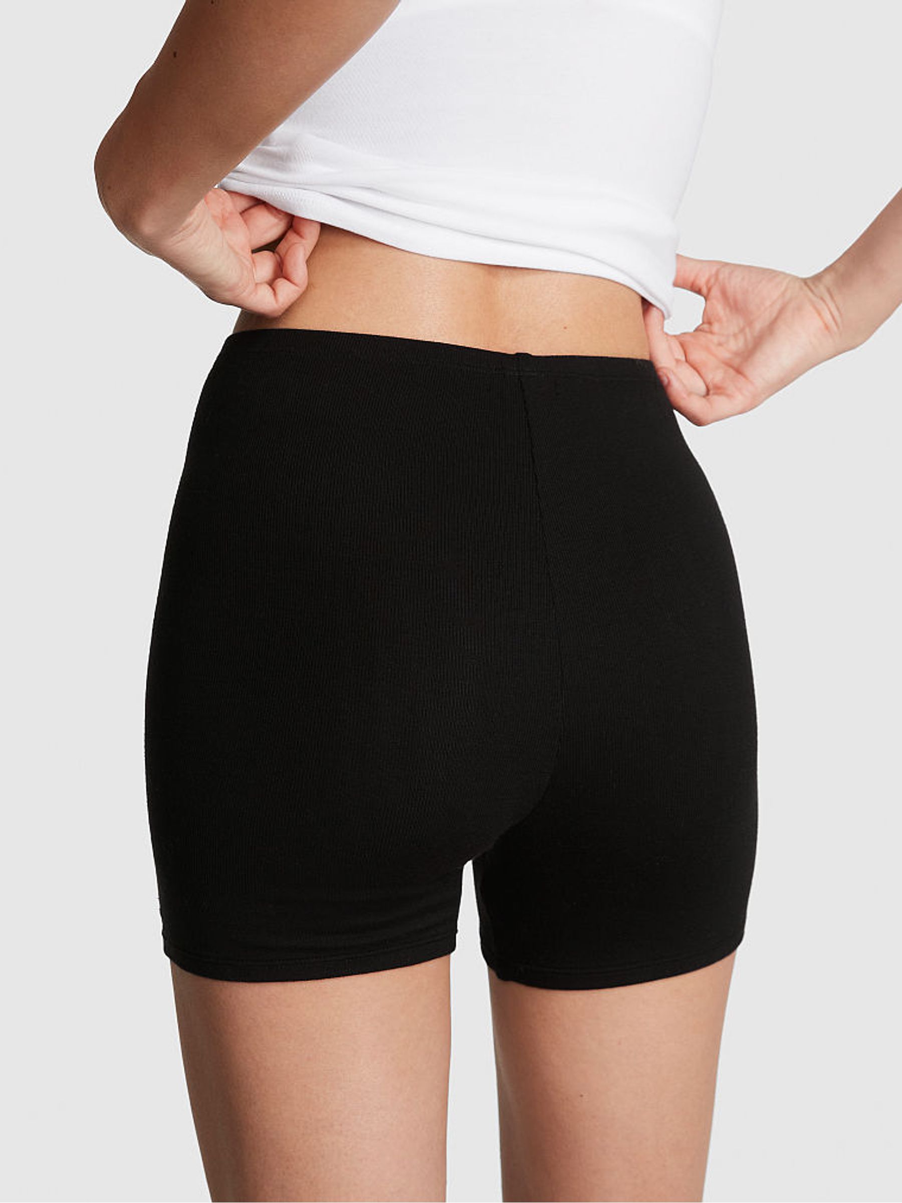 Pure Black Modal Ribbed Pyjama Shorts - Image 2 of 3