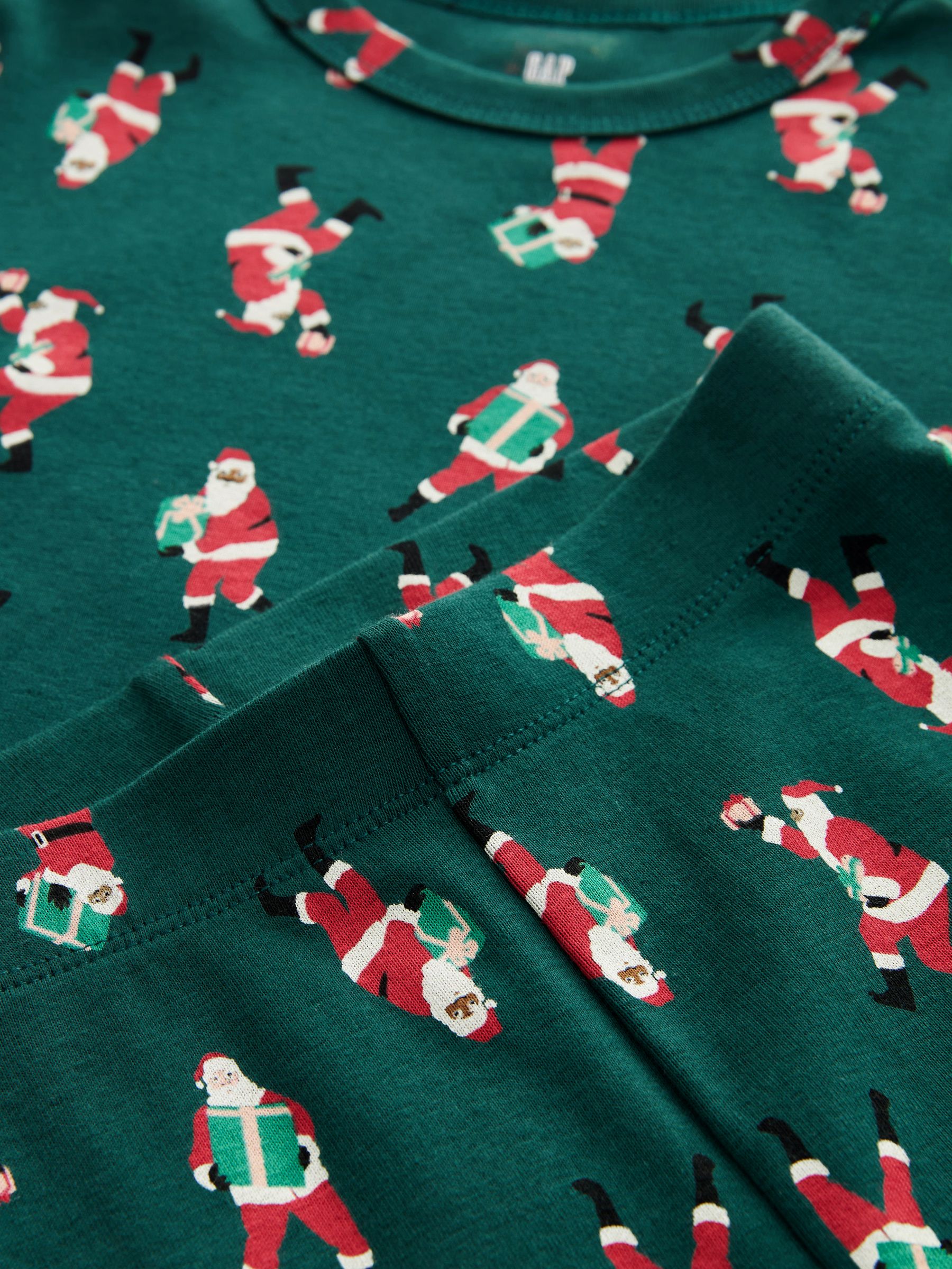 Green Santa Family Christmas Kids Pyjamas - Image 5 of 5