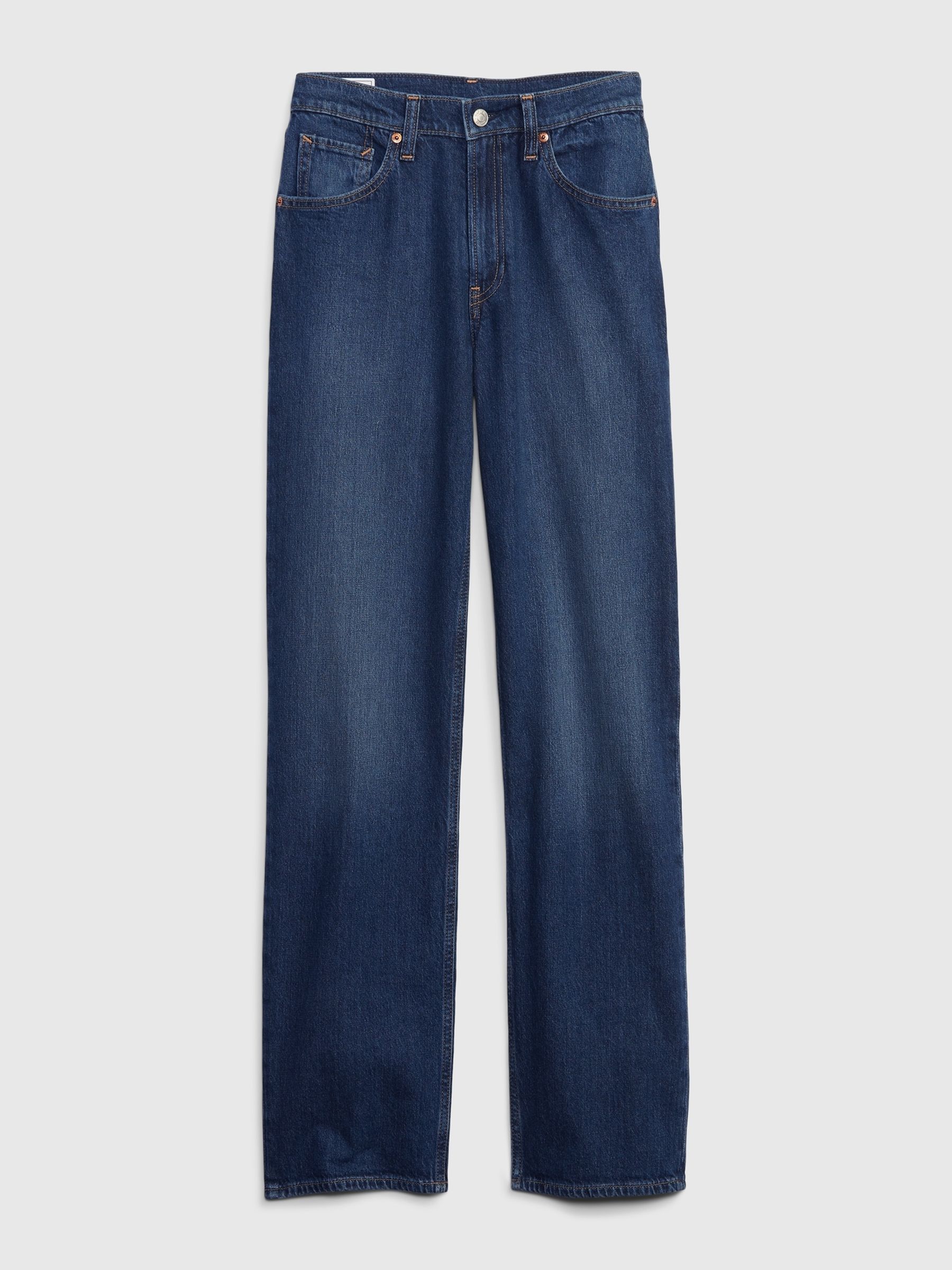 Dark Indigo Blue Dark Indigo High Waisted Straight 90s Loose Jeans - Image 12 of 12