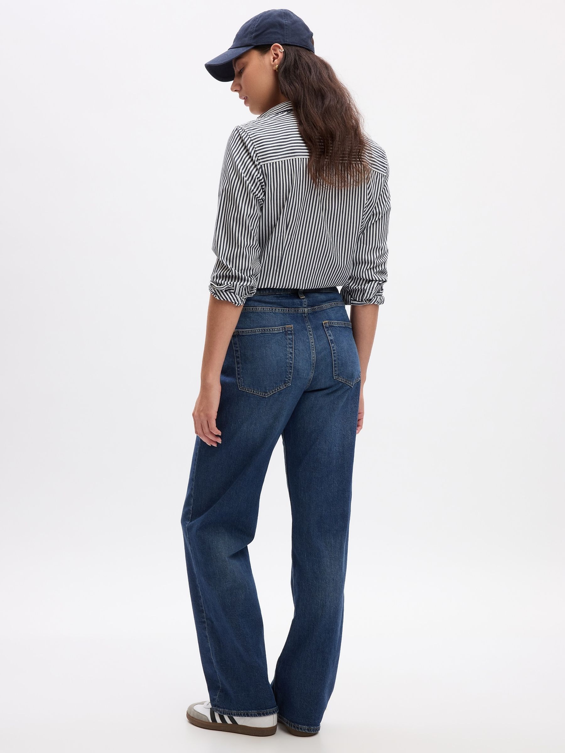 Dark Indigo Blue Dark Indigo High Waisted Straight 90s Loose Jeans - Image 3 of 12