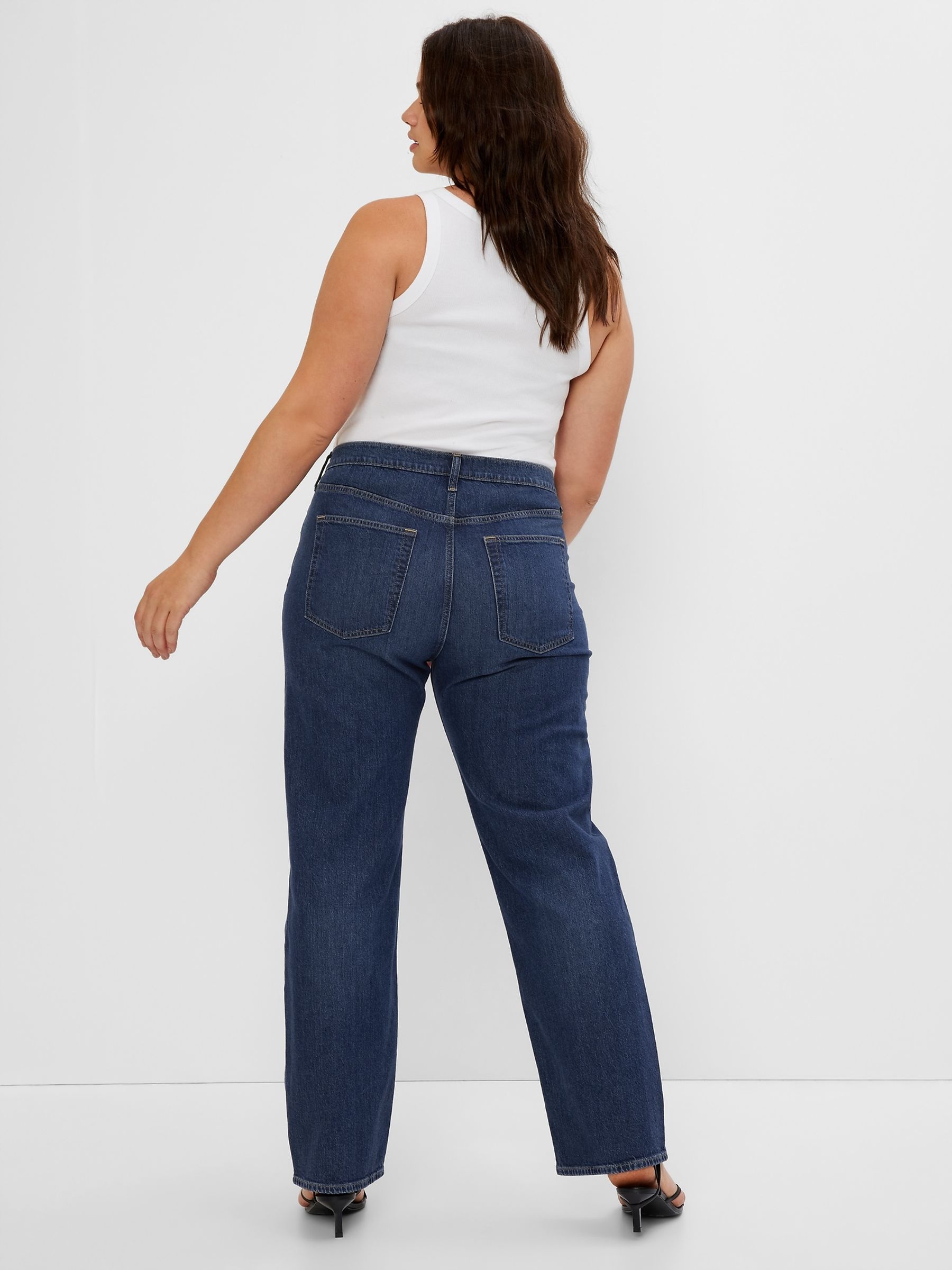 Dark Indigo Blue Dark Indigo High Waisted Straight 90s Loose Jeans - Image 6 of 12
