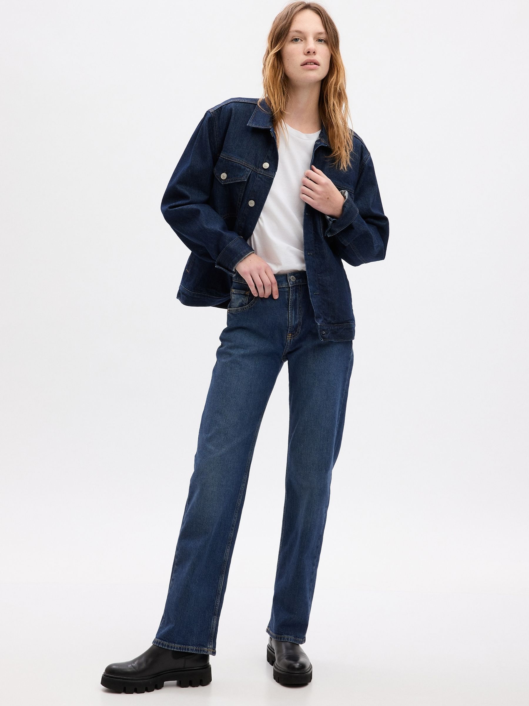 Dark Indigo Blue Dark Indigo High Waisted Straight 90s Loose Jeans - Image 9 of 12