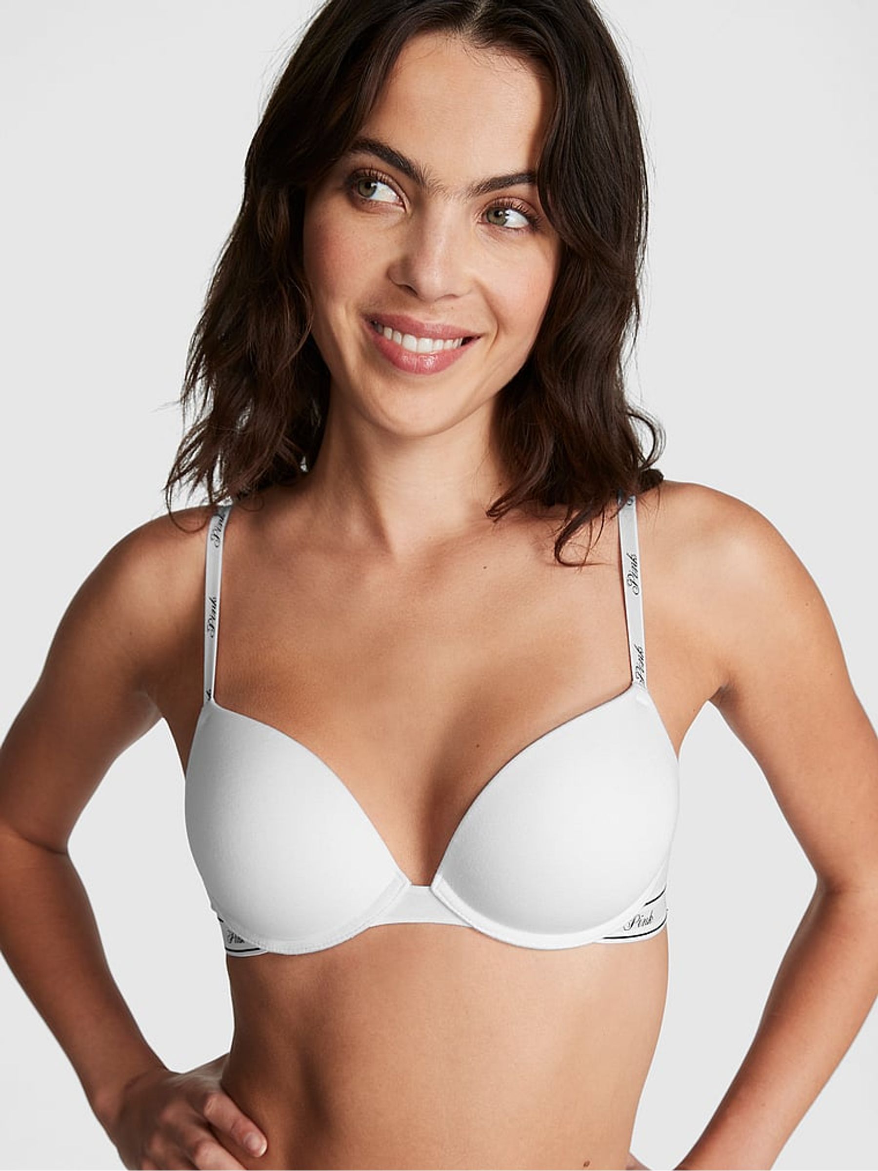 White Super Push Up Cotton Logo Bra - Image 1 of 3