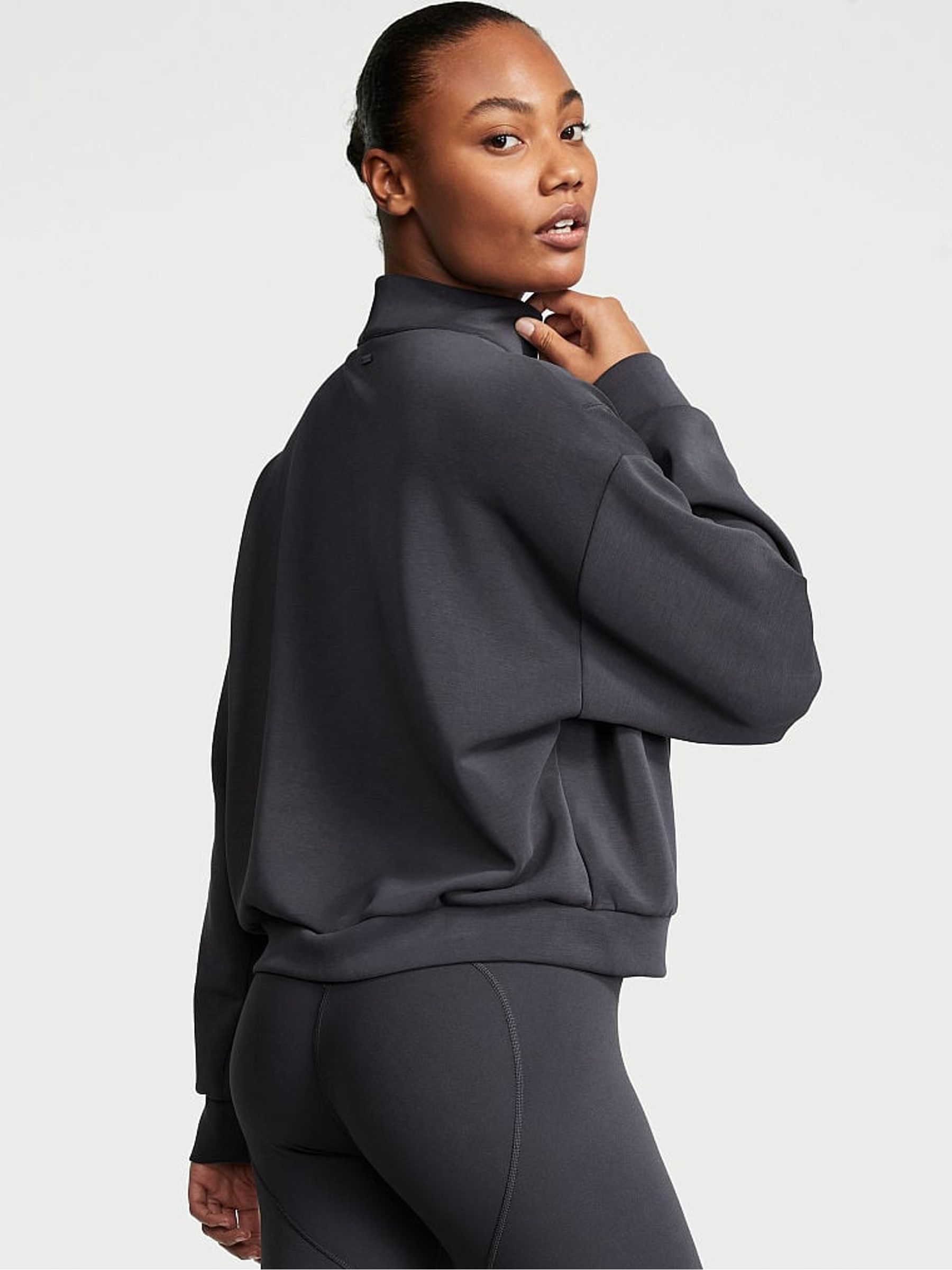 Pure Black Modal Half Zip Sweatshirt - Image 2 of 3