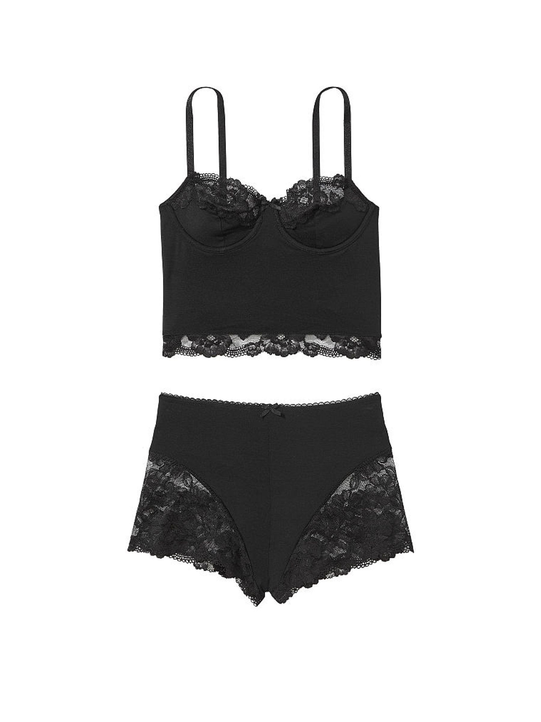 Black Cupped Modal Cami and Knicker Set - Image 3 of 3