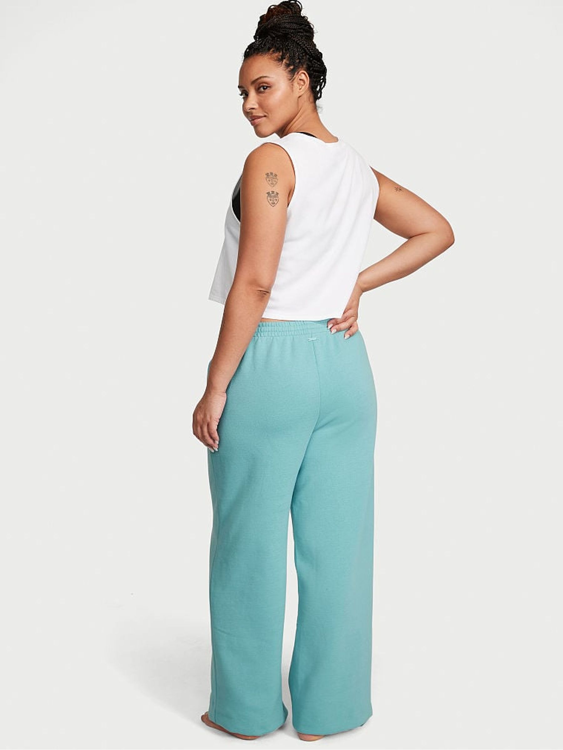 Fountain Blue Fleece Mid Rise Wide Leg Jogger - Image 2 of 3