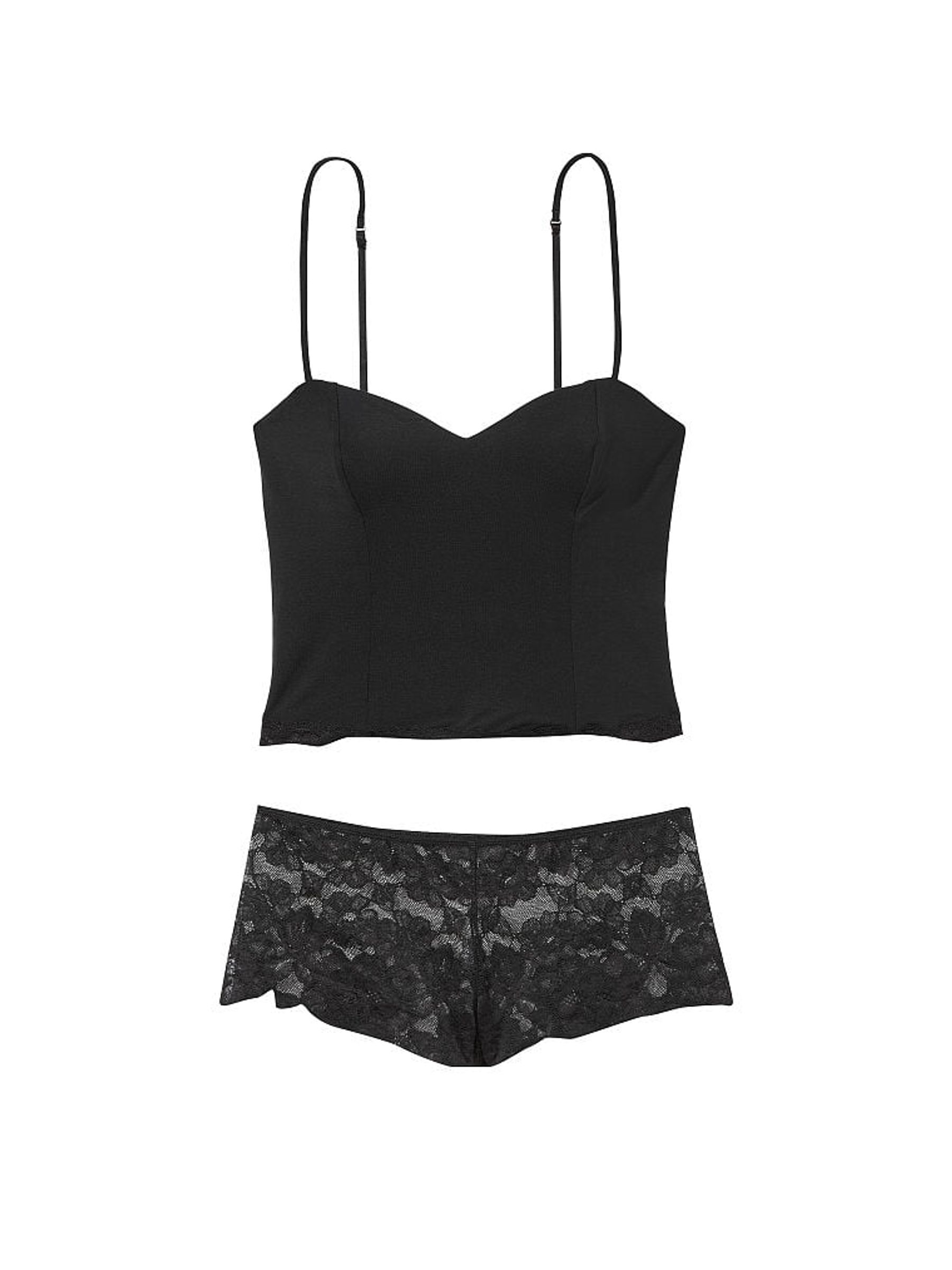 Black Stretch Modal Cami and Knicker Set - Image 3 of 3