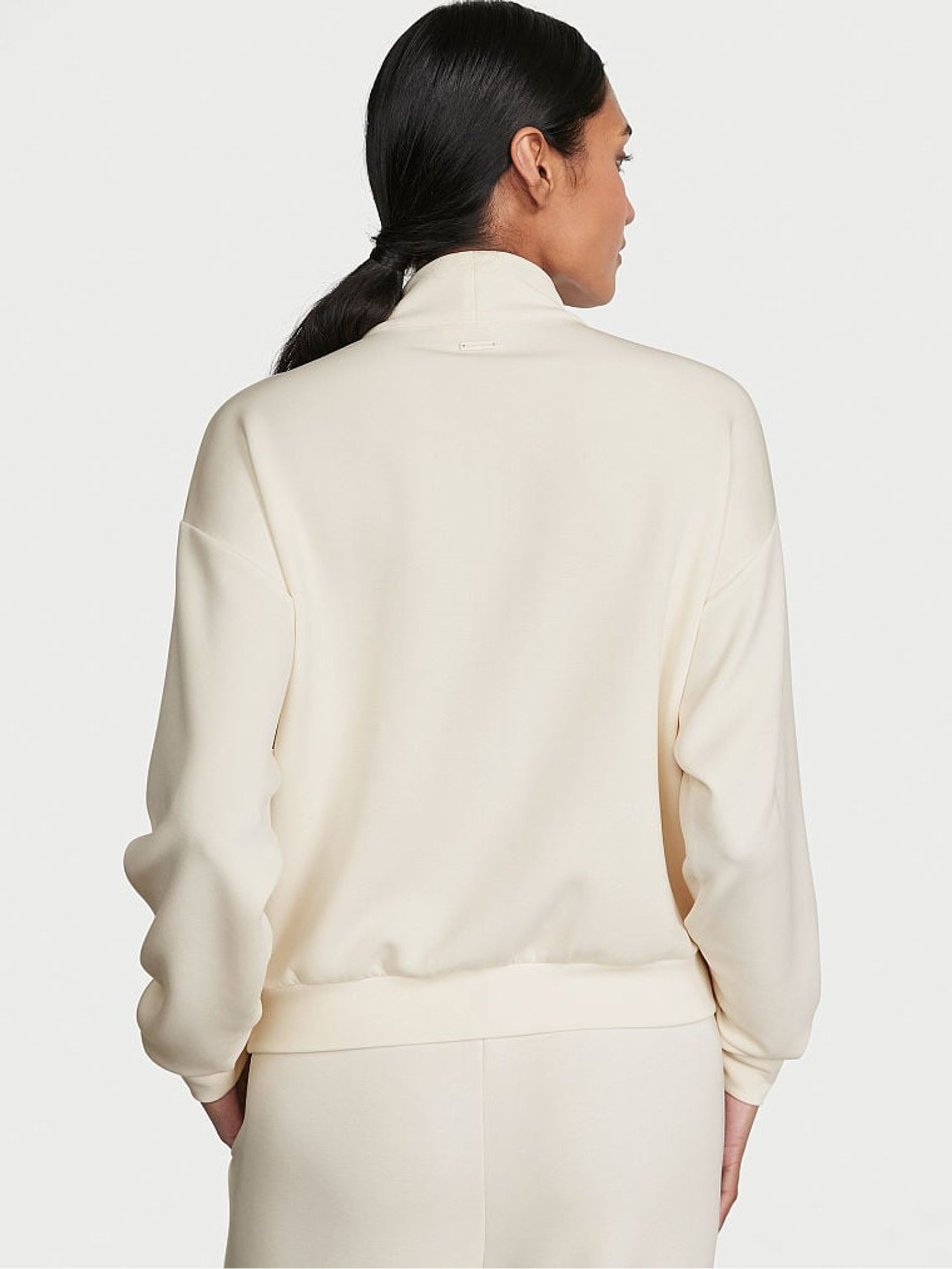 Linen Cream Modal Half Zip Sweatshirt - Image 2 of 3