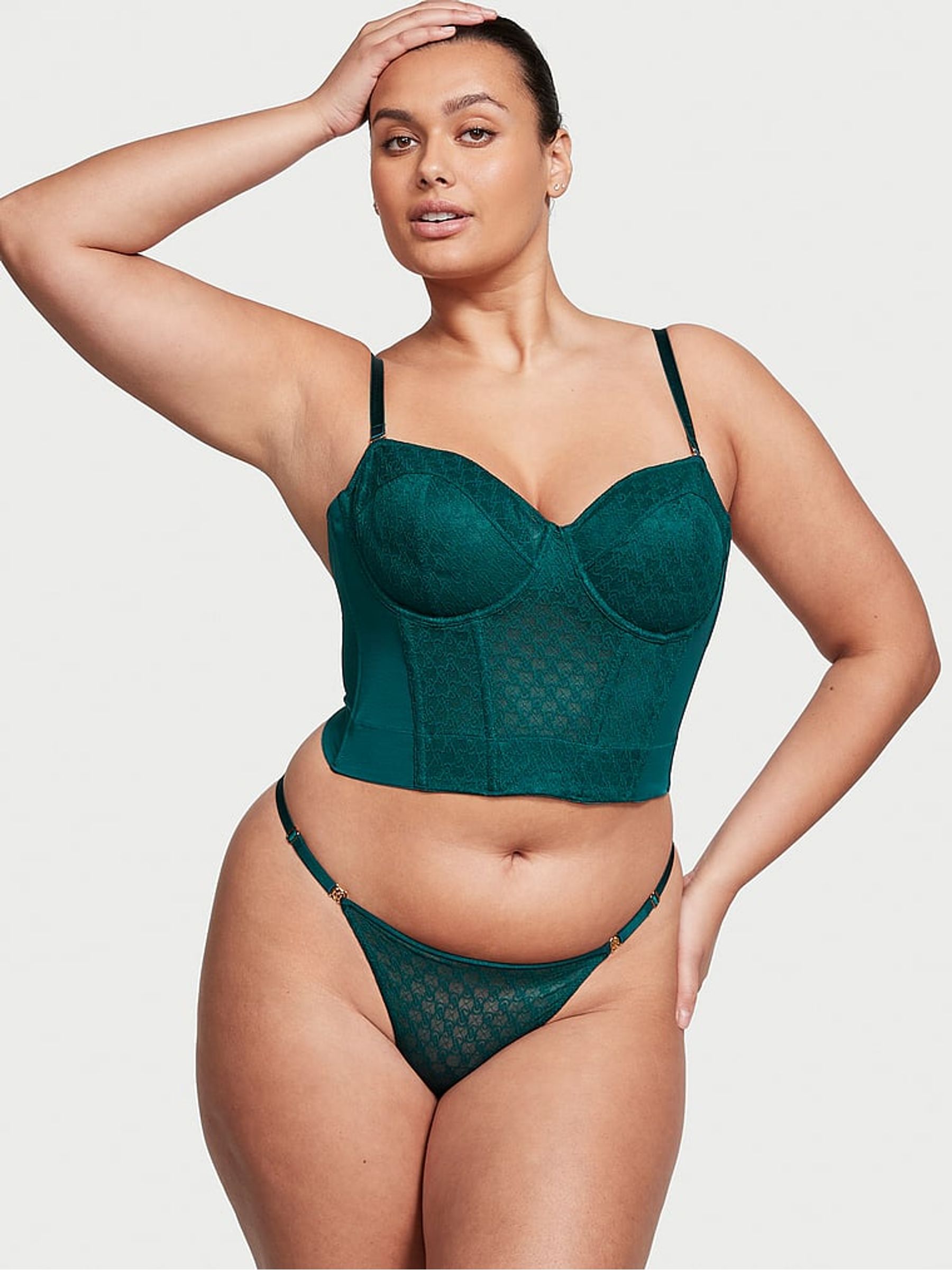 Black Ivy Green Archive Monogram Corset Bra Top - Image 2 of 4