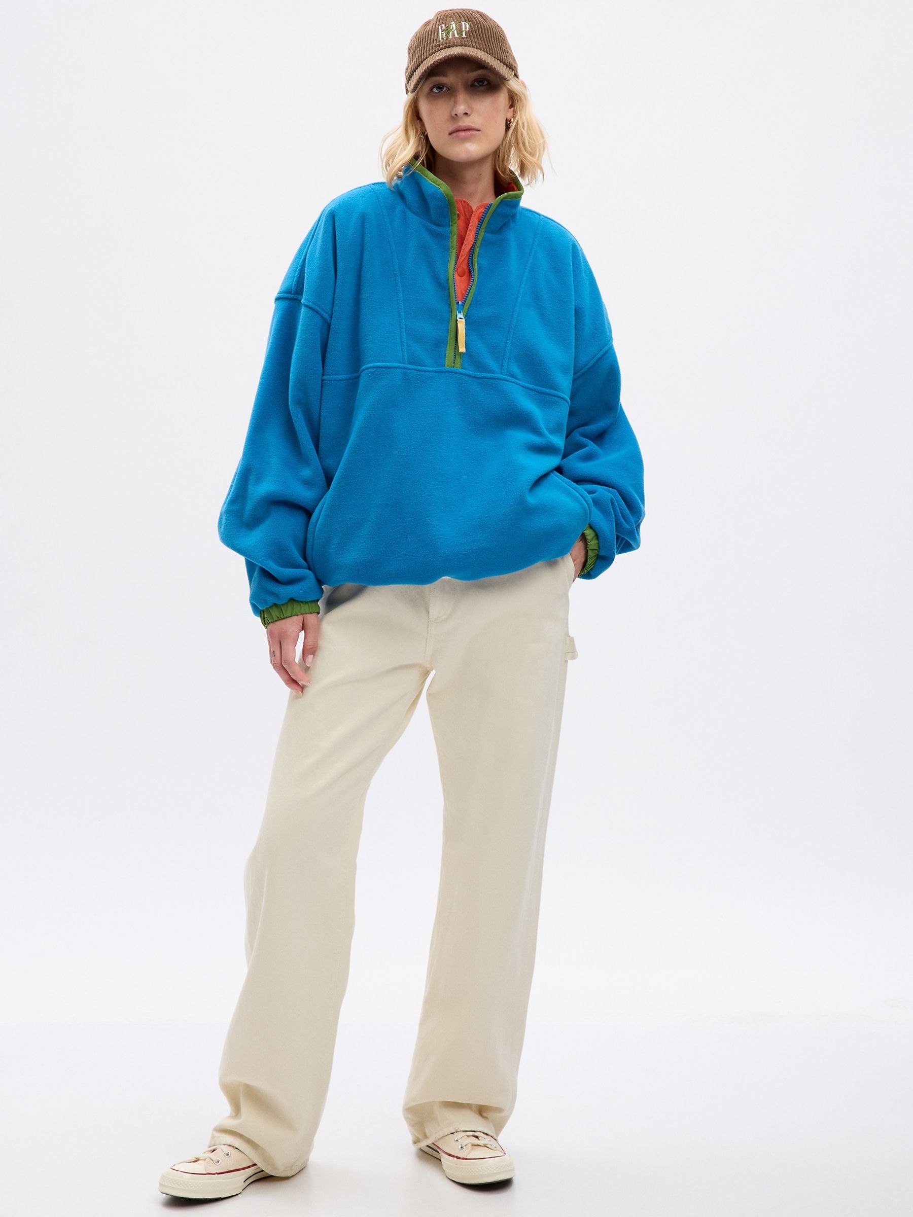 Blue & Orange Unisex Sean Wotherspoon Reversible Half-Zip Fleece Pullover - Image 3 of 6