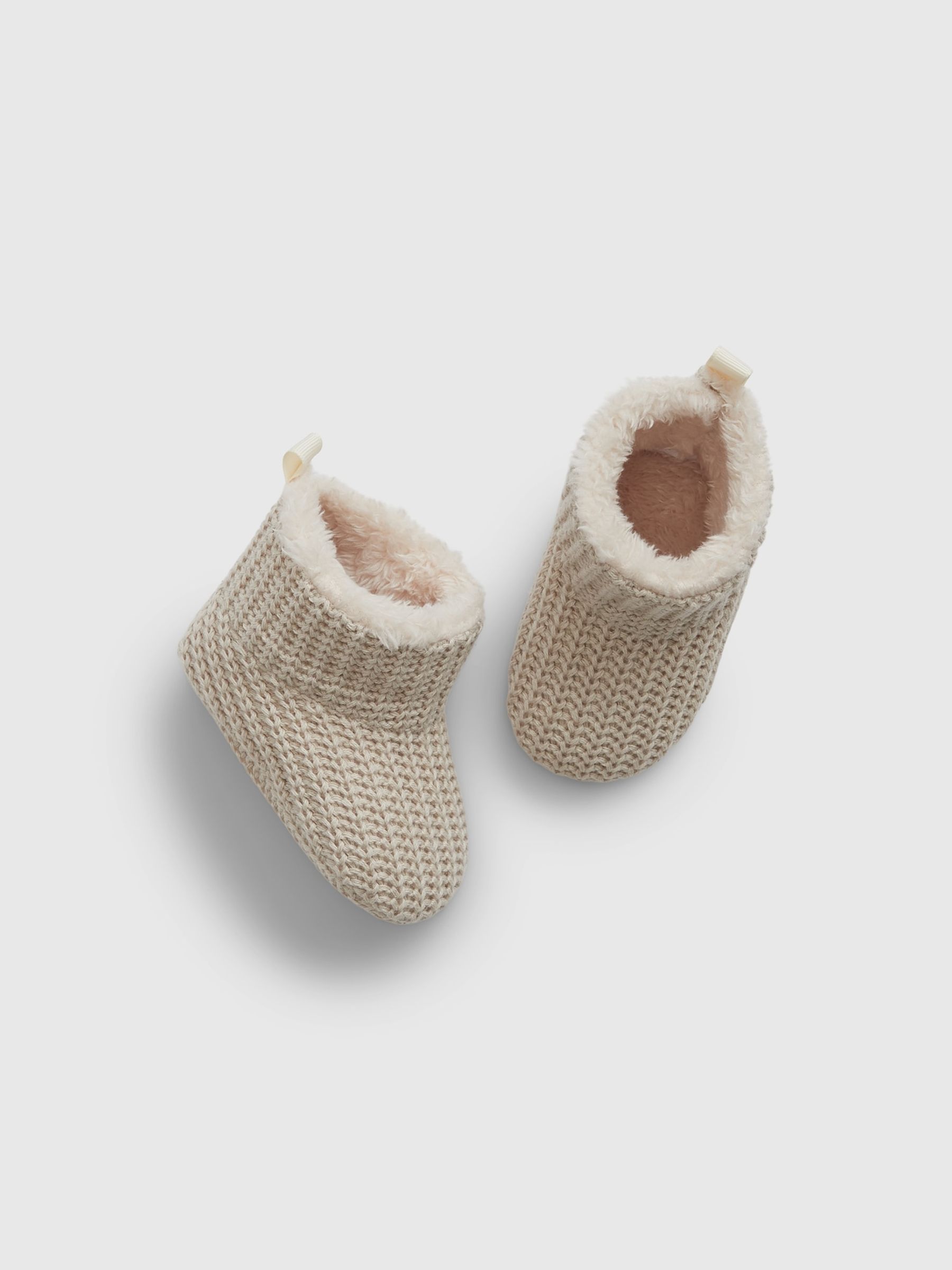 Cream Sherpa-Lined Knit Booties - Image 1 of 2
