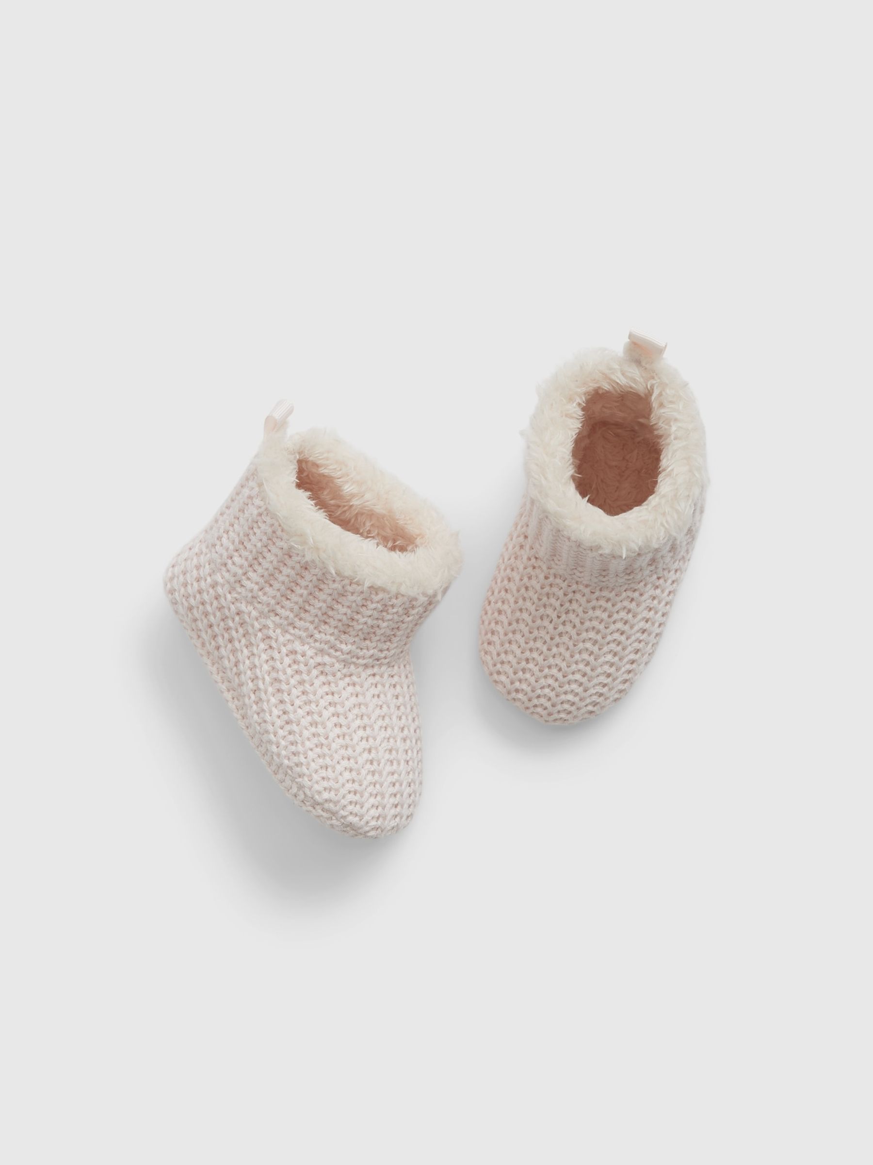 Pink Sherpa-Lined Knit Booties - Image 1 of 1