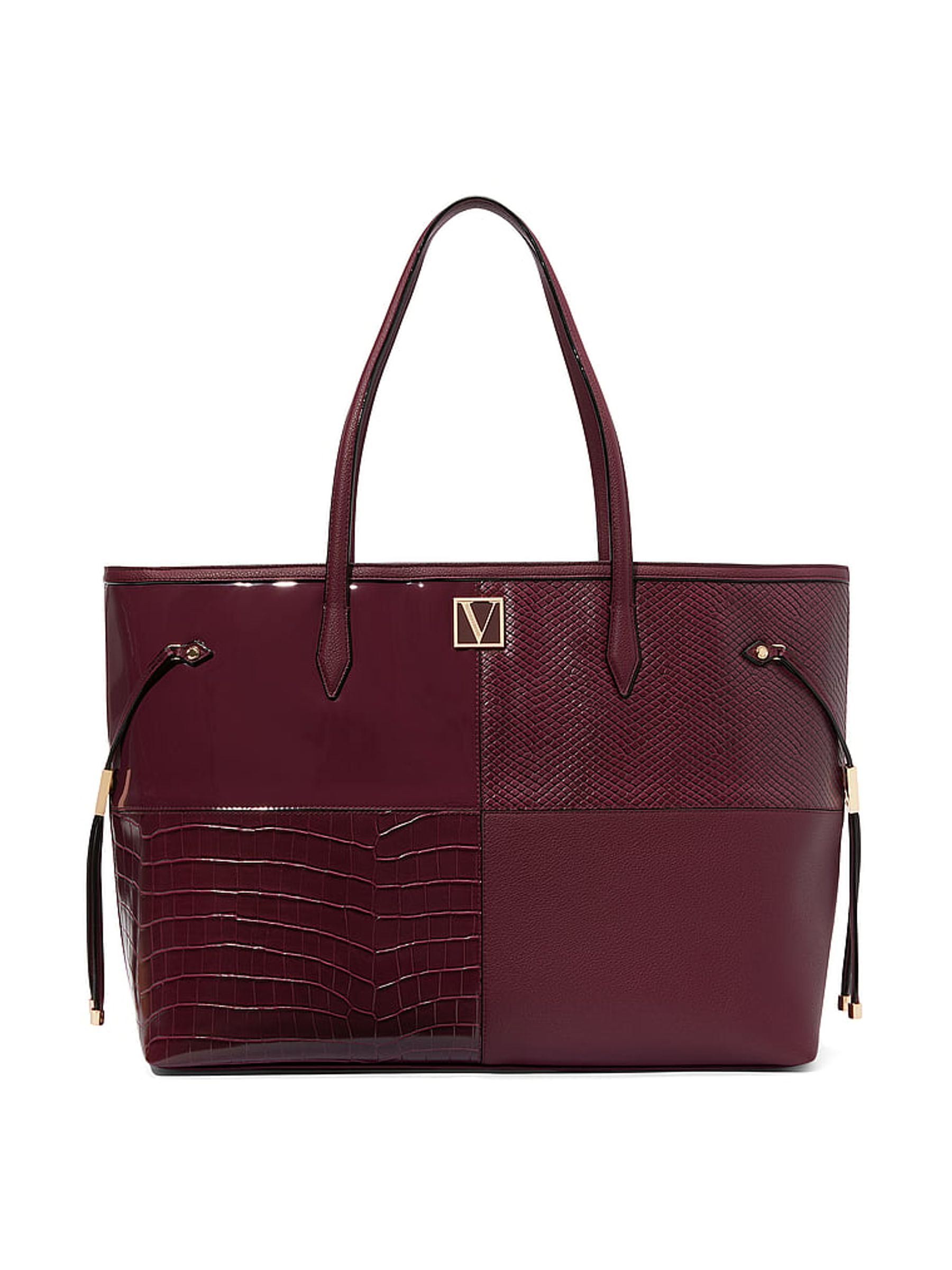 Bordeaux Red Patchwork Tote Bag - Image 1 of 1