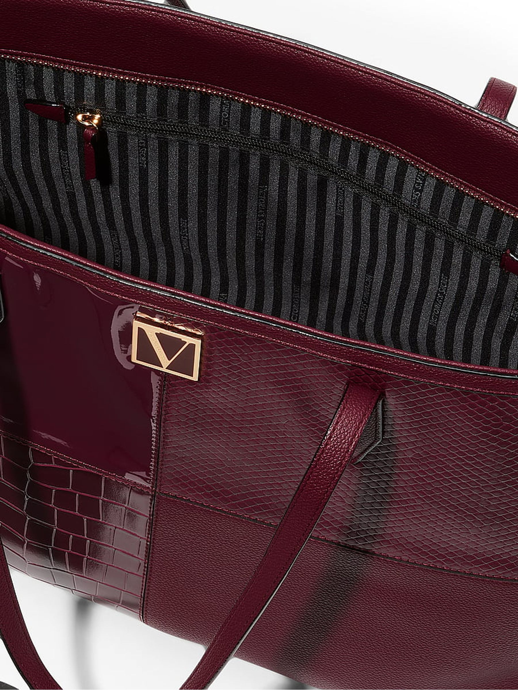 Bordeaux Red Patchwork Tote Bag - Image 3 of 3