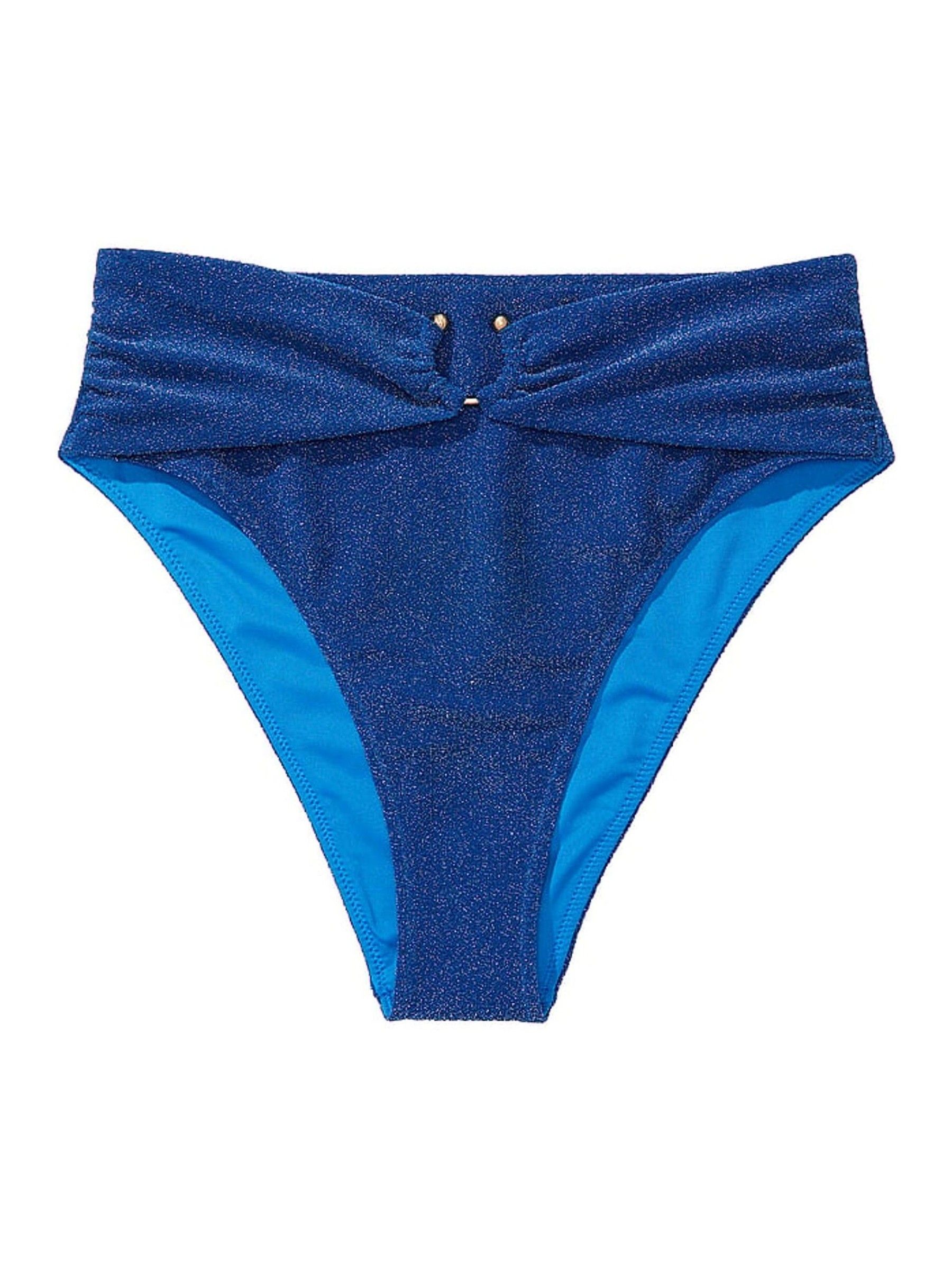 Diver Blue High Waisted Shimmer Swim Bikini Bottom - Image 3 of 3