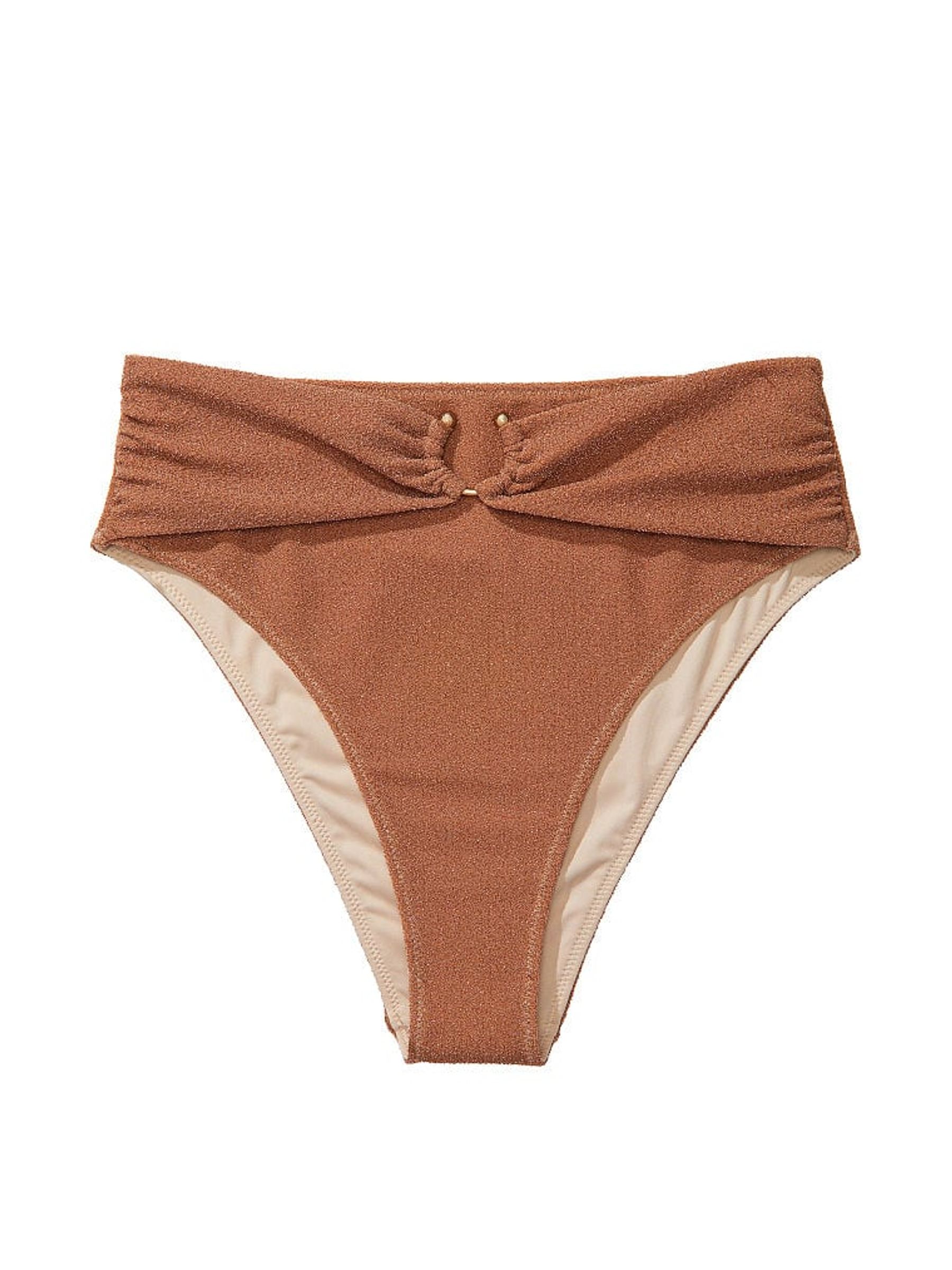 Toasted Sugar Brown High Waisted Shimmer Swim Bikini Bottom - Image 3 of 4