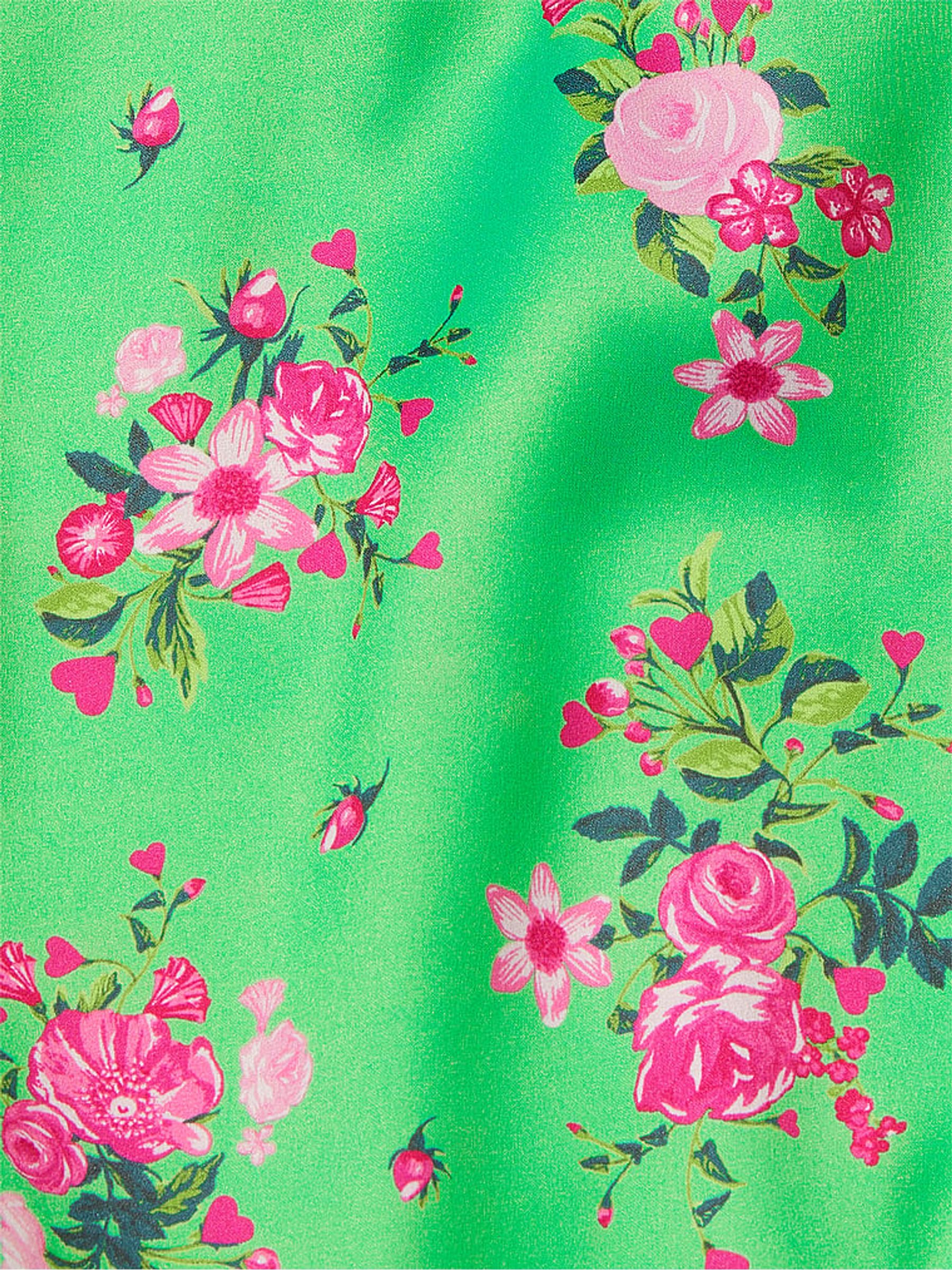 Glimmer Green Floral Satin Long Pyjamas - Image 4 of 4