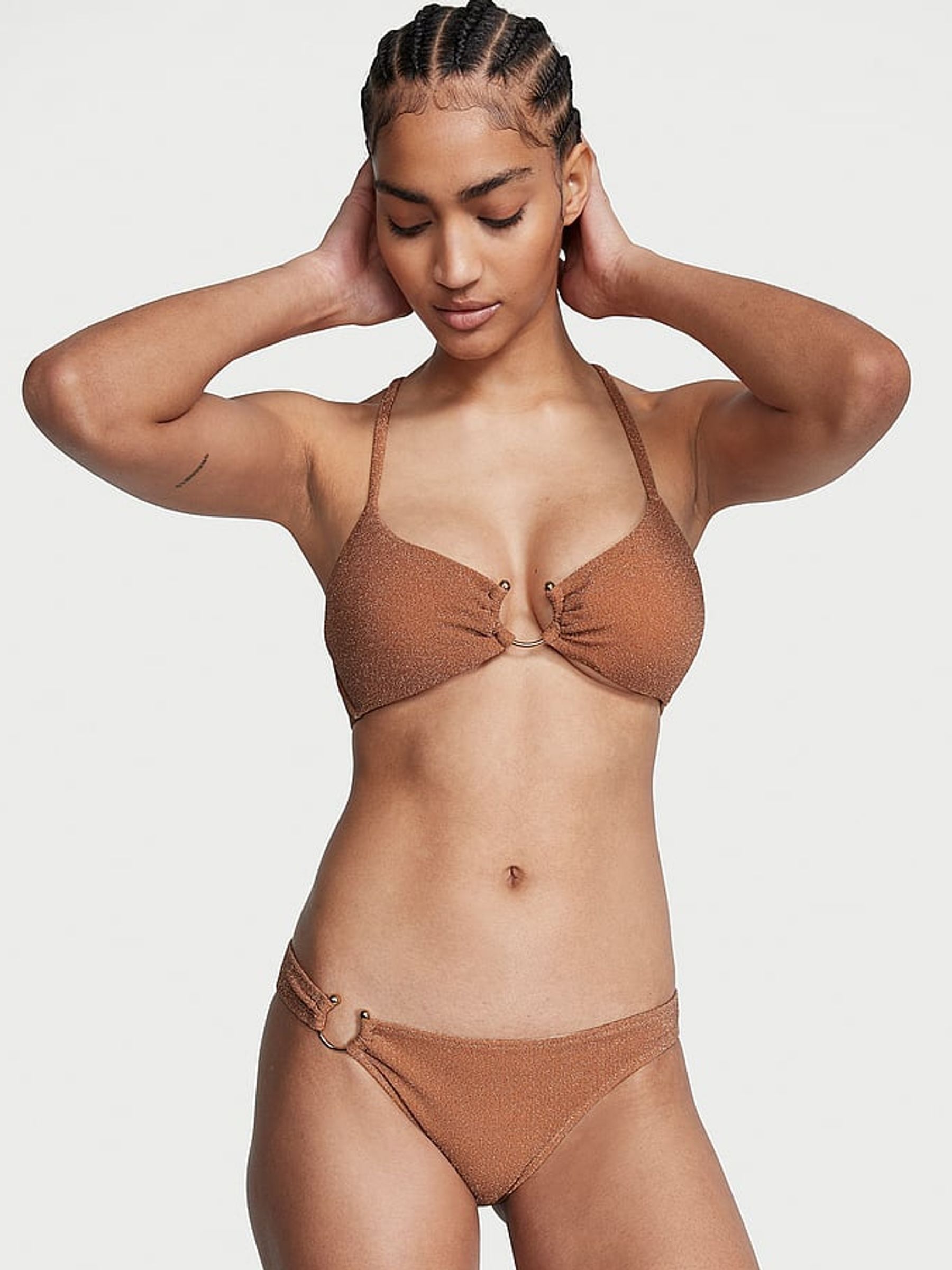 Toasted Sugar Brown Cheeky Shimmer Swim Bikini Bottom - Image 1 of 1