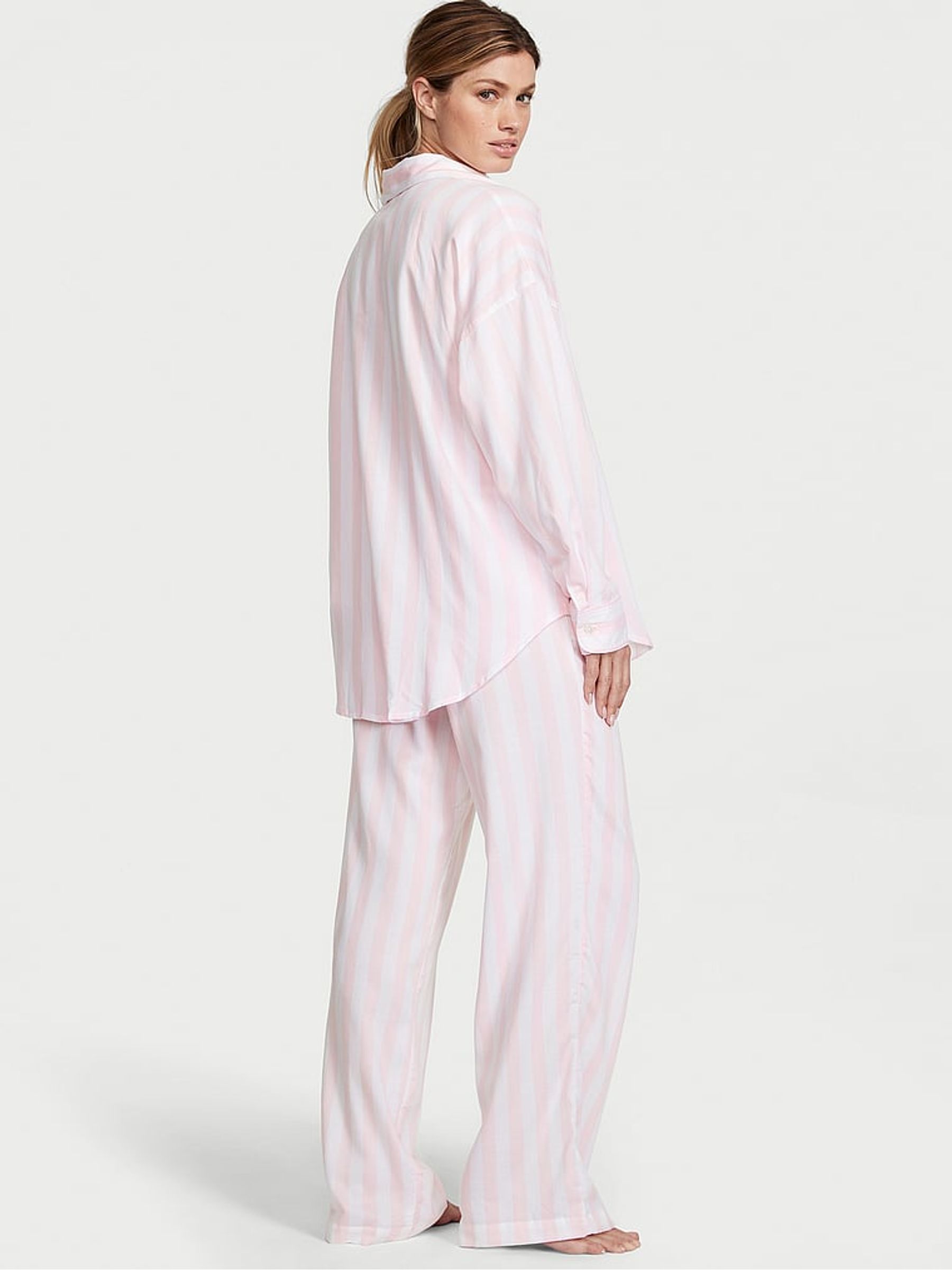 Pretty Blossom Pink Stripe Modal Long Pyjama Set - Image 2 of 3