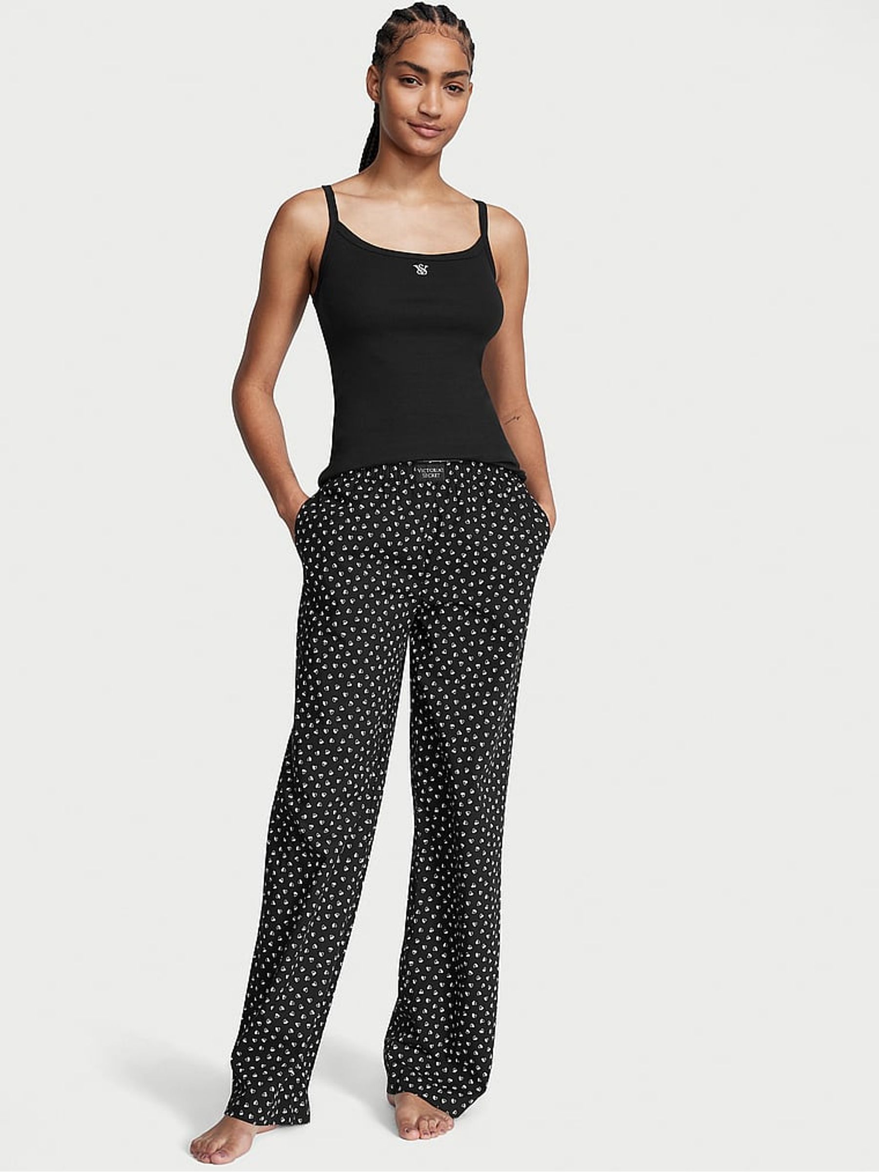 Black Heart Cami Long Pyjama Set - Image 1 of 1