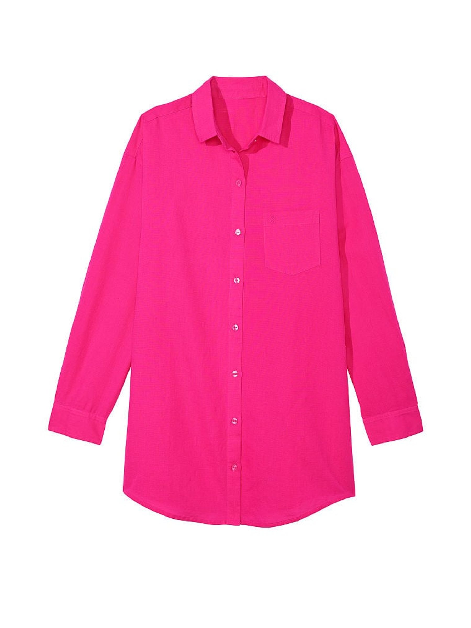 Forever Pink Oversized Linen Shirt Cover Up - Image 3 of 3