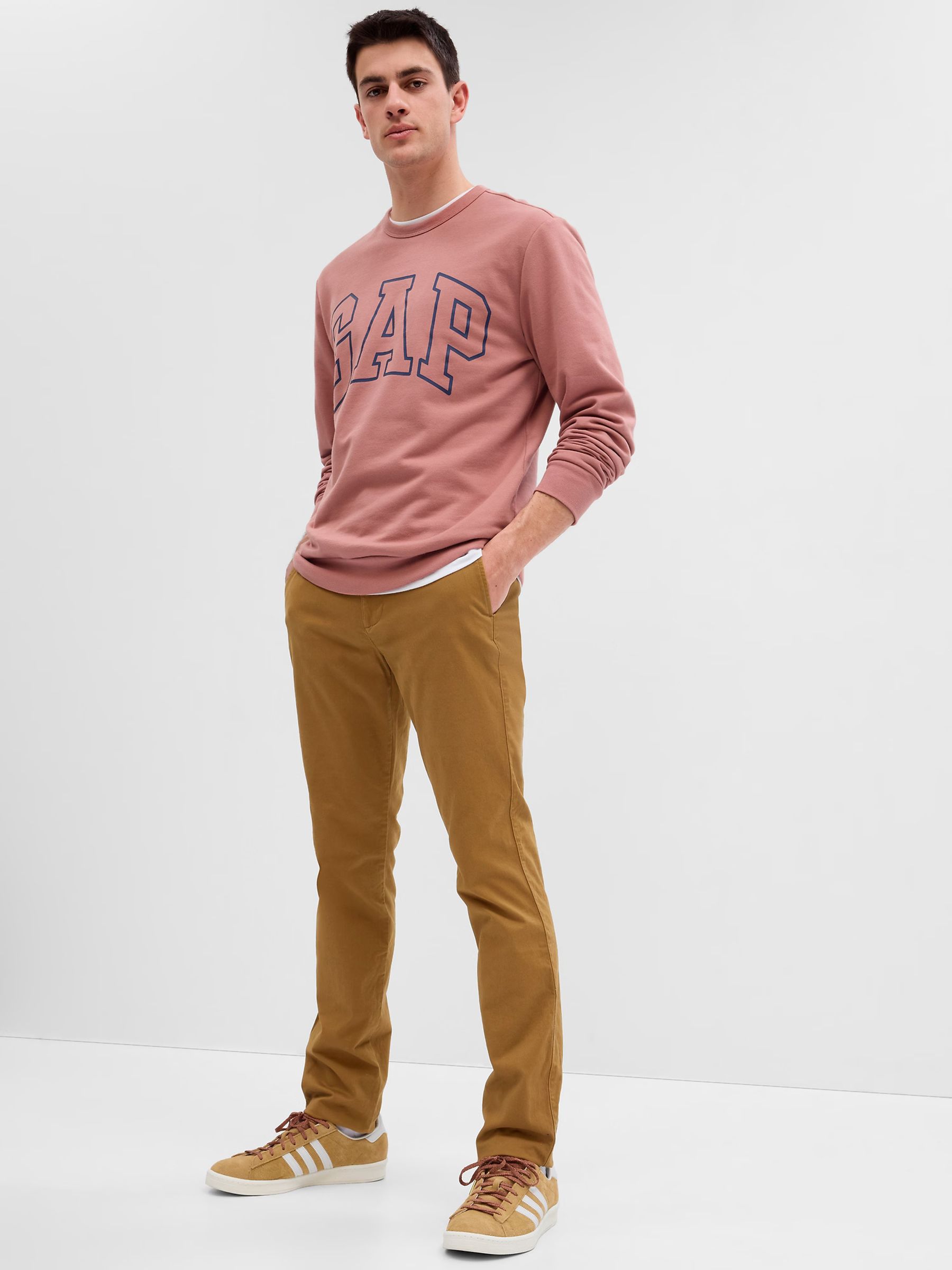 Brown Skinny Fit Stretch Essential Chino Trousers - Image 1 of 4