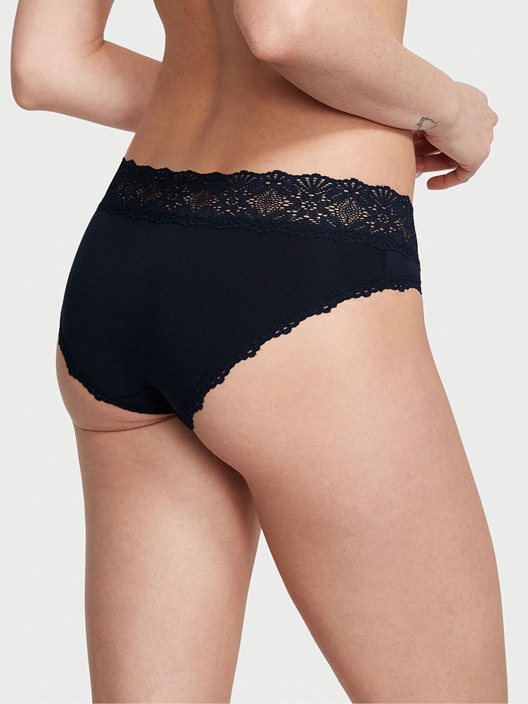 Noir Navy Blue Hipster Lace Waist Knickers - Image 2 of 3
