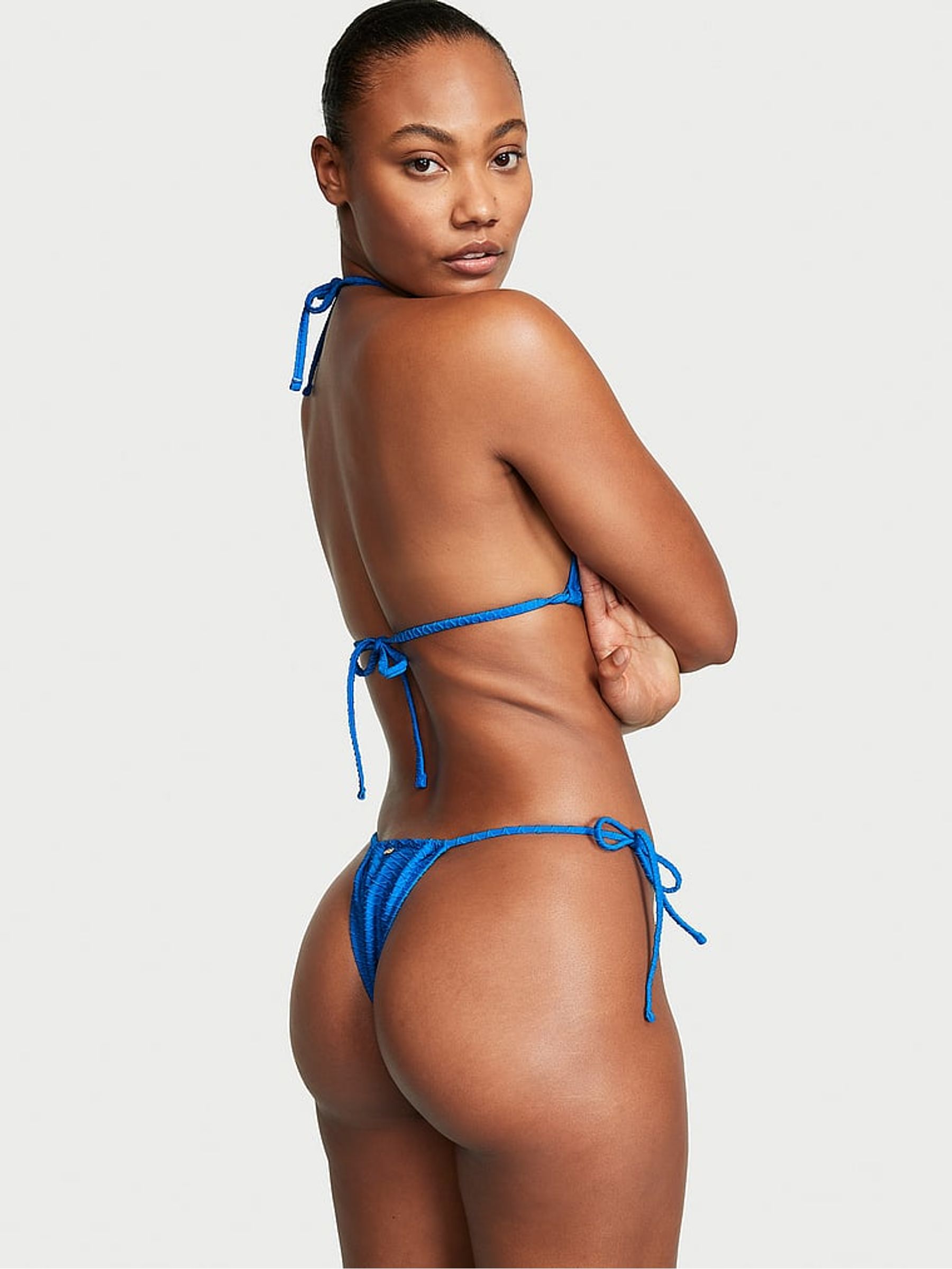 Shocking Blue Fishnet Triangle Swim Bikini Top - Image 2 of 3
