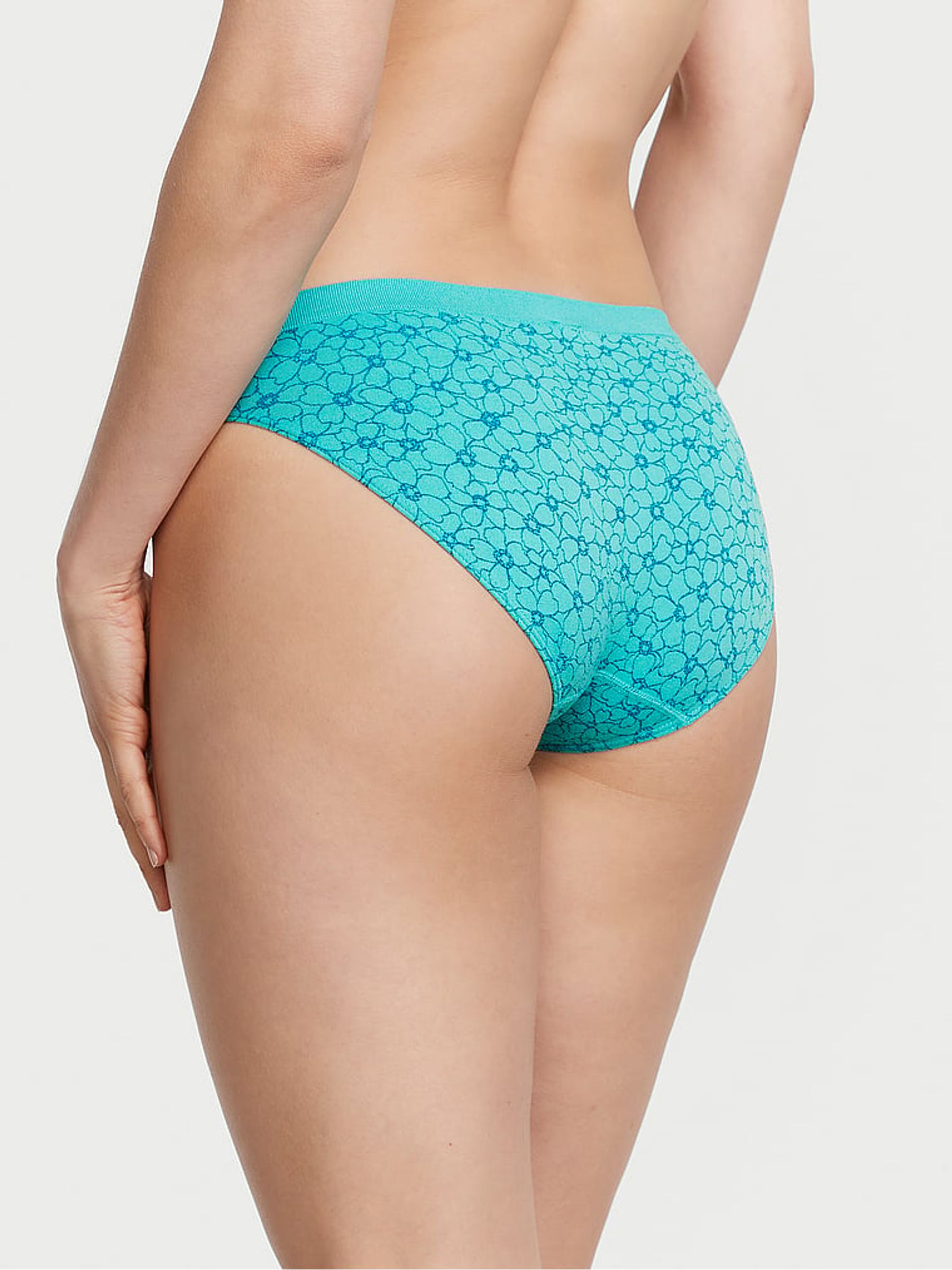 Aquarius Floral Outline Blue Printed Seamless Bikini Knickers - Image 2 of 3