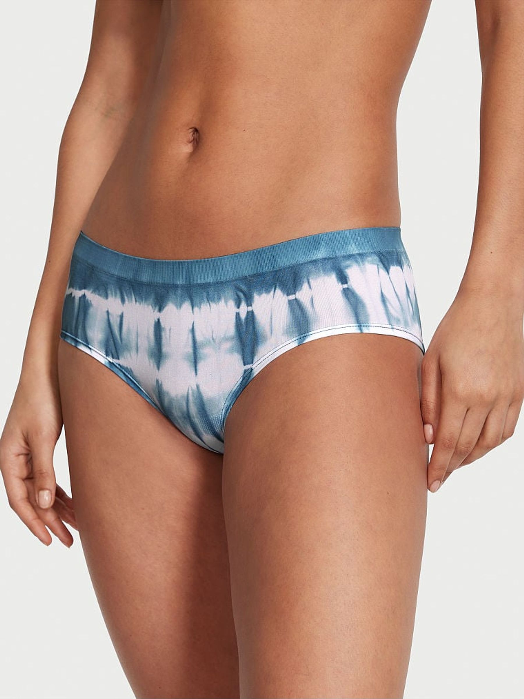 Faded Denim Blue Printed Hipster Seamless Knickers - Image 1 of 3