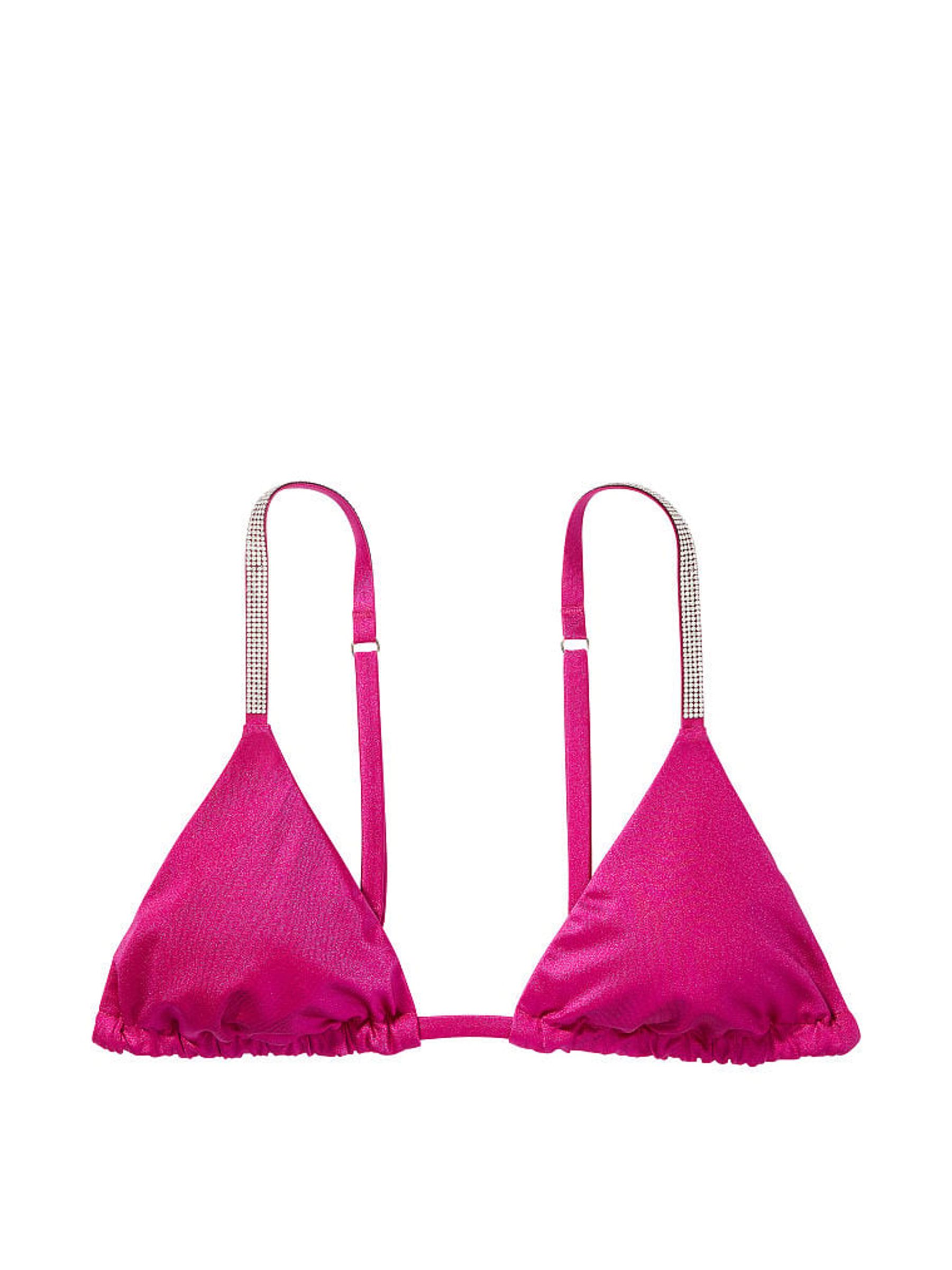 Berry Blush Pink Triangle Shine Strap Swim Bikini Top - Image 3 of 3
