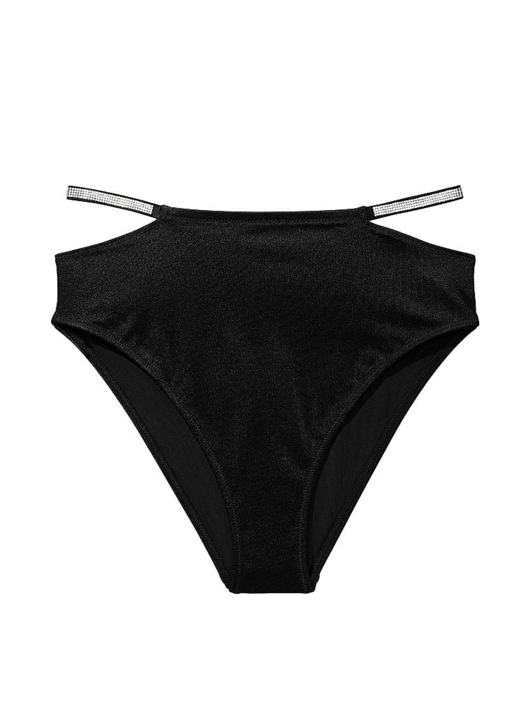 Nero Black High Waisted Shine Strap Swim Bikini Bottom - Image 3 of 3