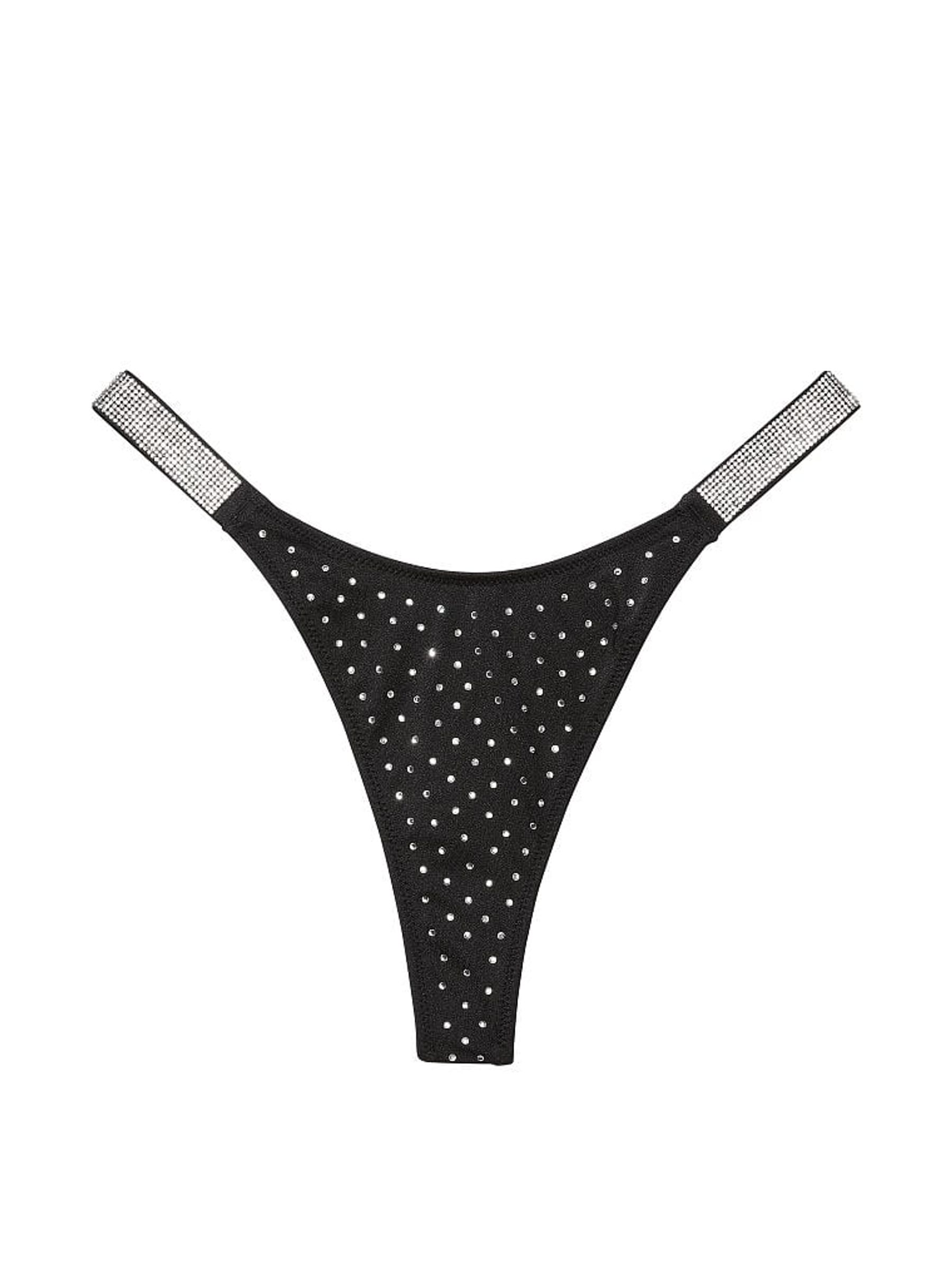 Nero Black Thong Shine Strap Swim Bikini Bottom - Image 3 of 3
