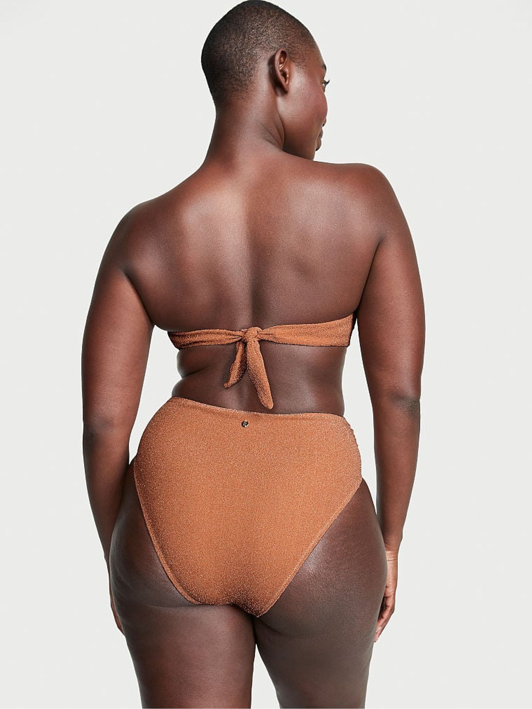 Toasted Sugar Brown Strapless Shimmer Swim Bikini Top - Image 2 of 3