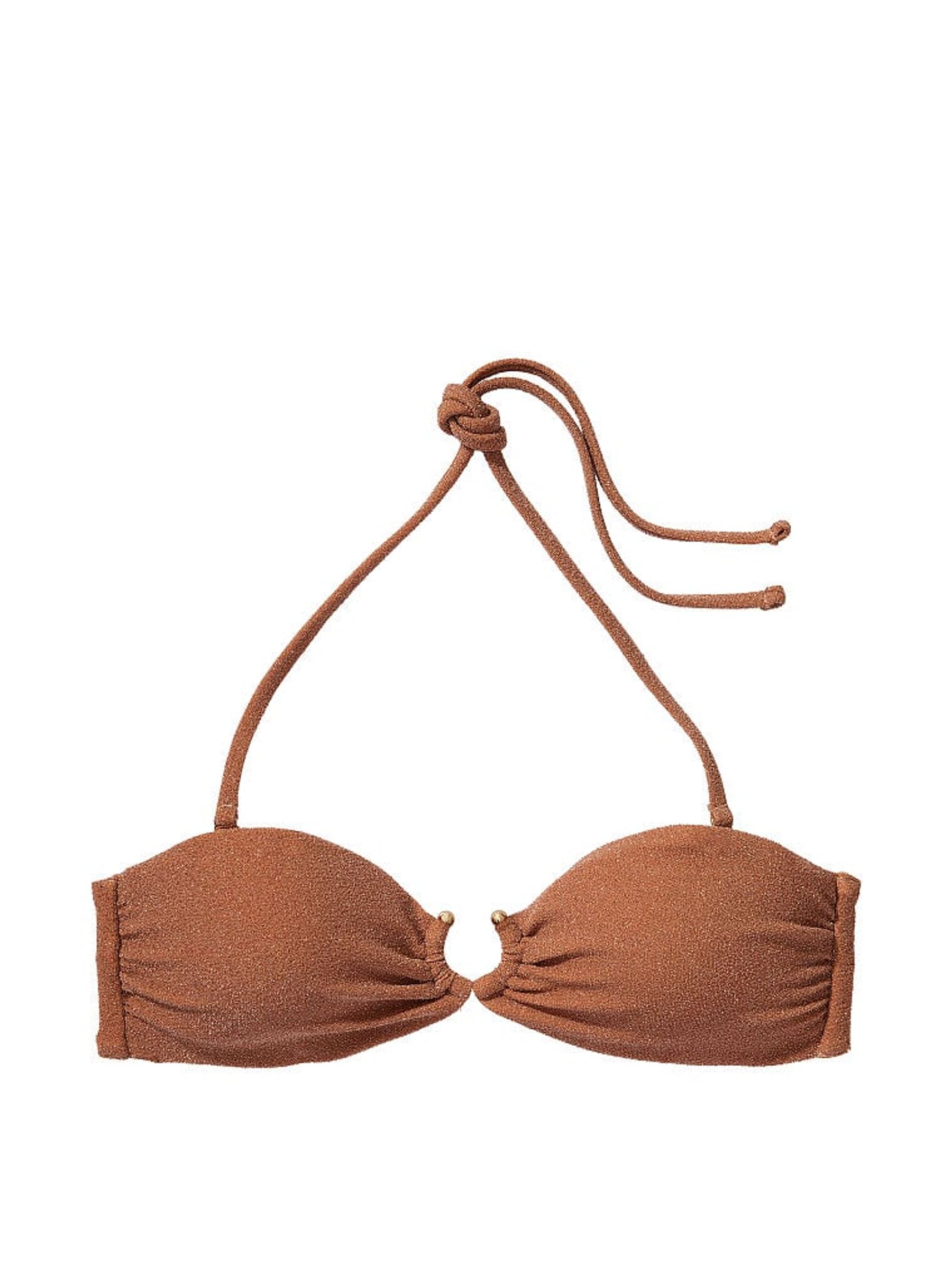 Toasted Sugar Brown Strapless Shimmer Swim Bikini Top - Image 3 of 3