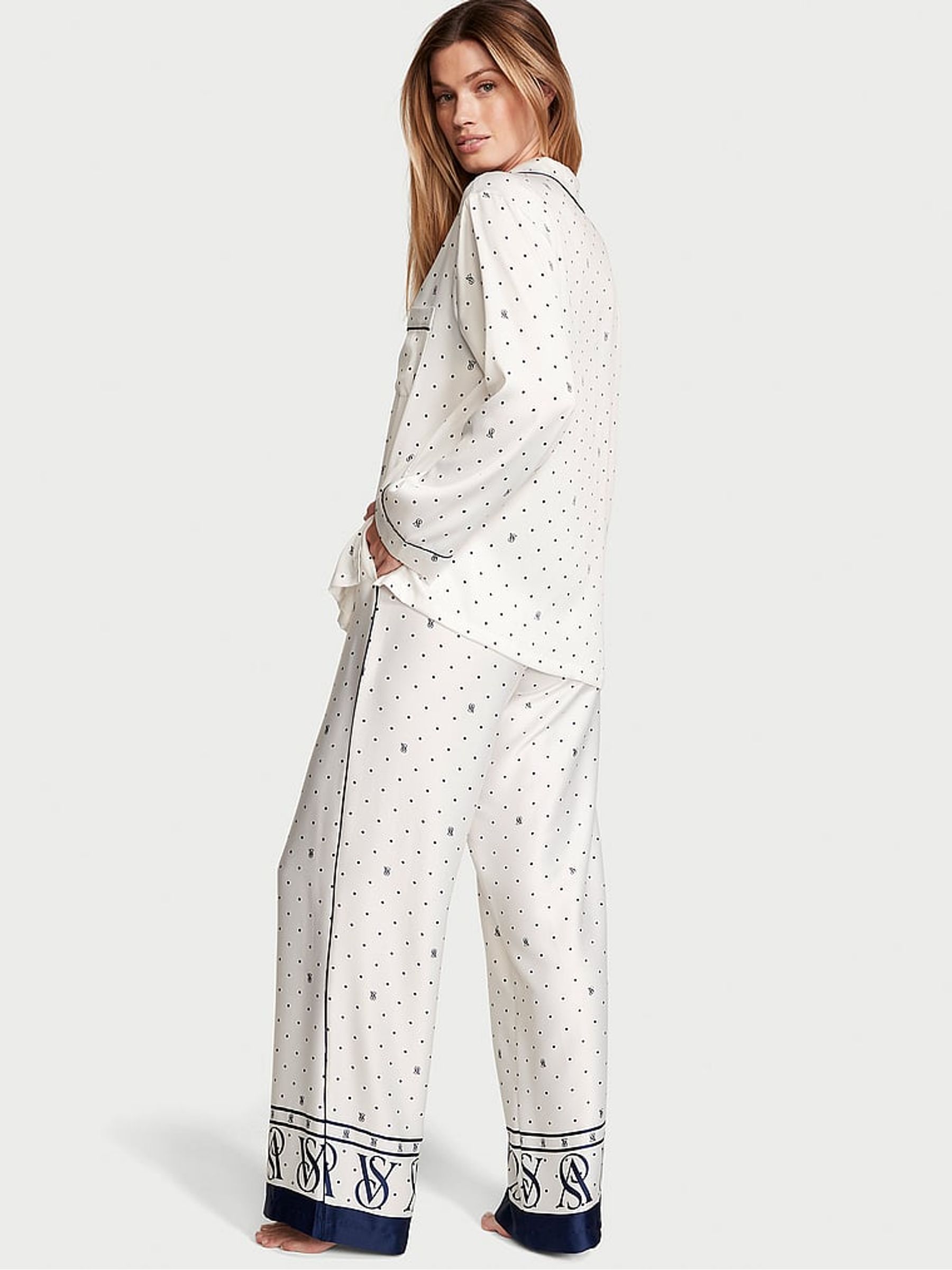White Logo Satin Long Pyjama Set - Image 2 of 2