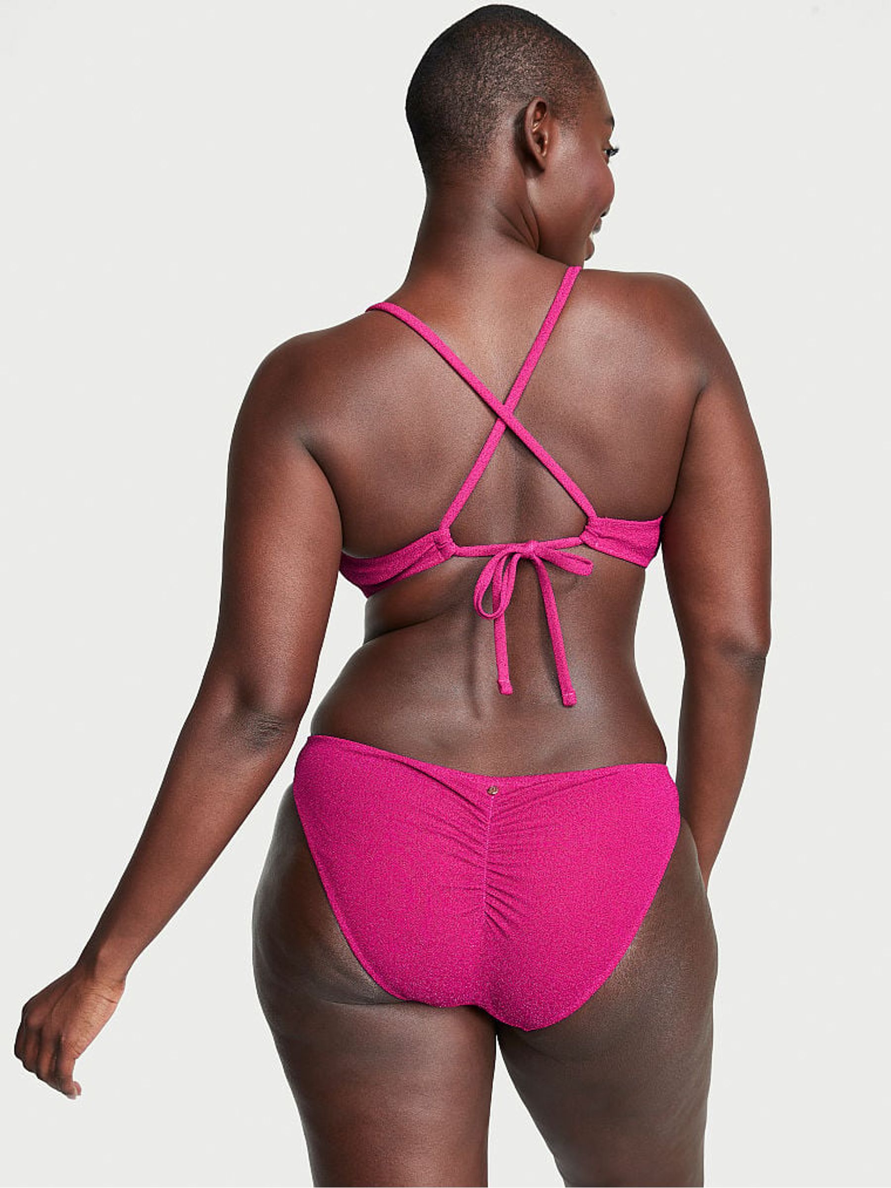 Forever Pink Cross Over Shimmer Swim Bikini Top - Image 2 of 4