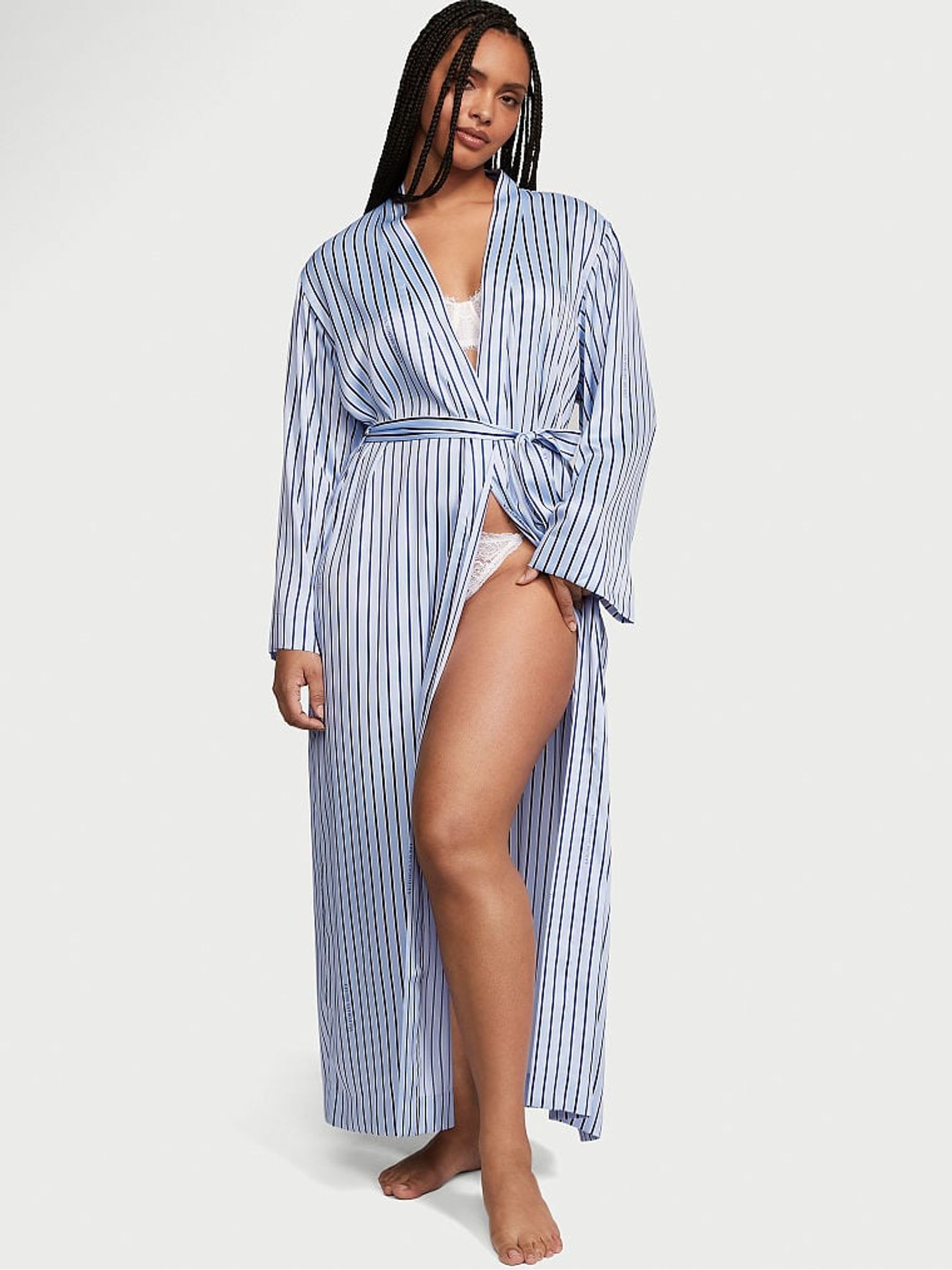 Robe De Nuit Victoria's Secret Vintage - Satin Bleu Royal, Manches Longues, Taille S - Très Bon état