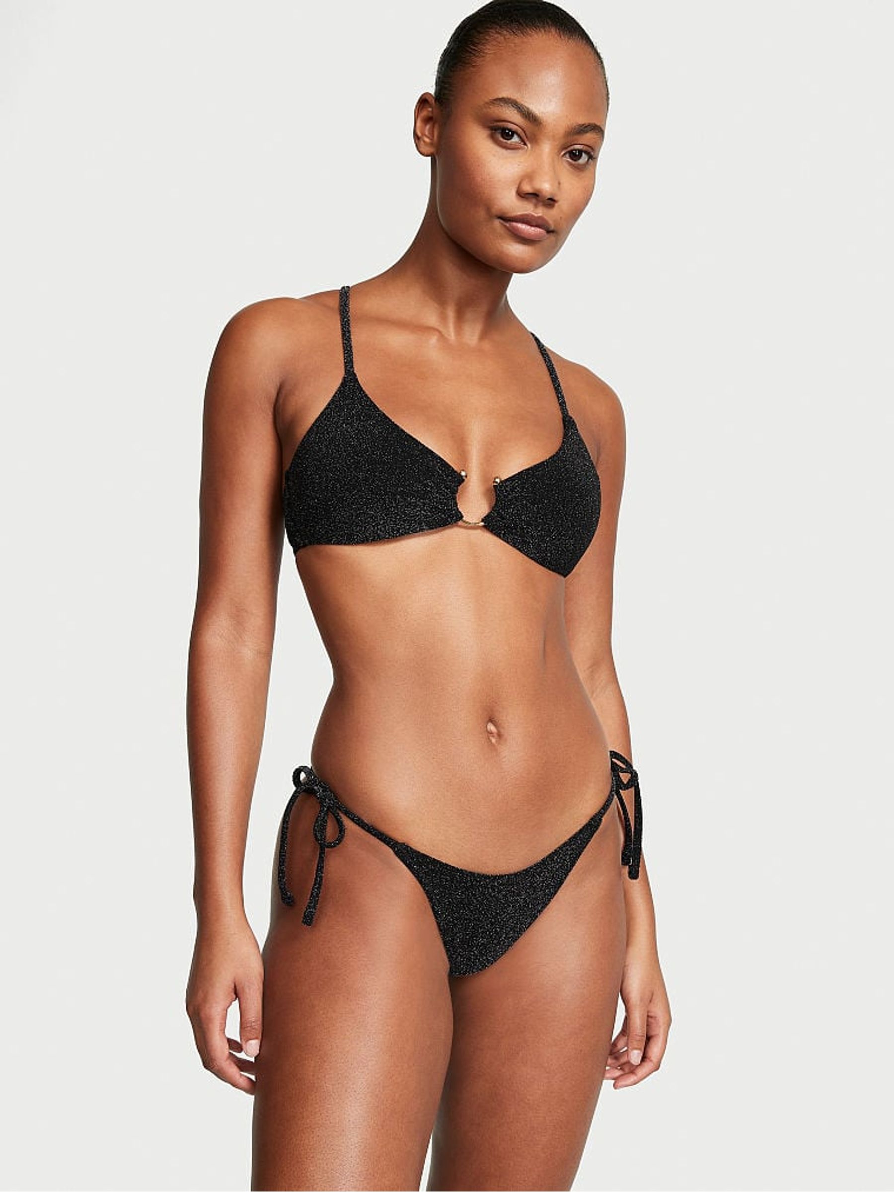 Nero Black Brazilian Shimmer Swim Bikini Bottom - Image 1 of 3