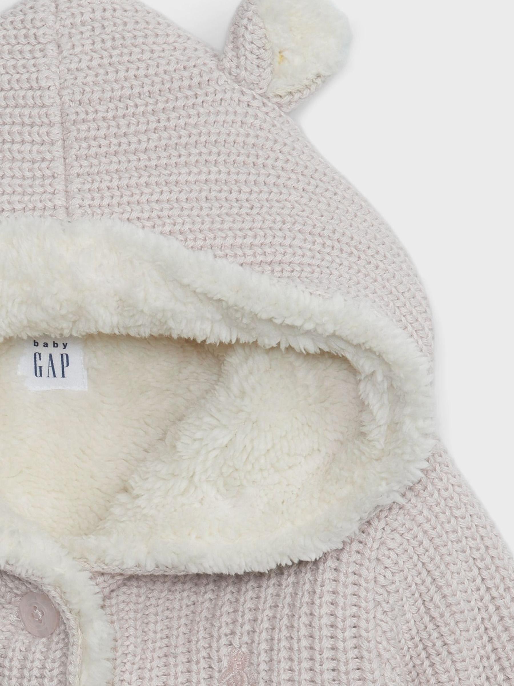 Pink Sherpa-Lined Bear Hooded Hoodie (Newborn - 24mths) - Image 2 of 3