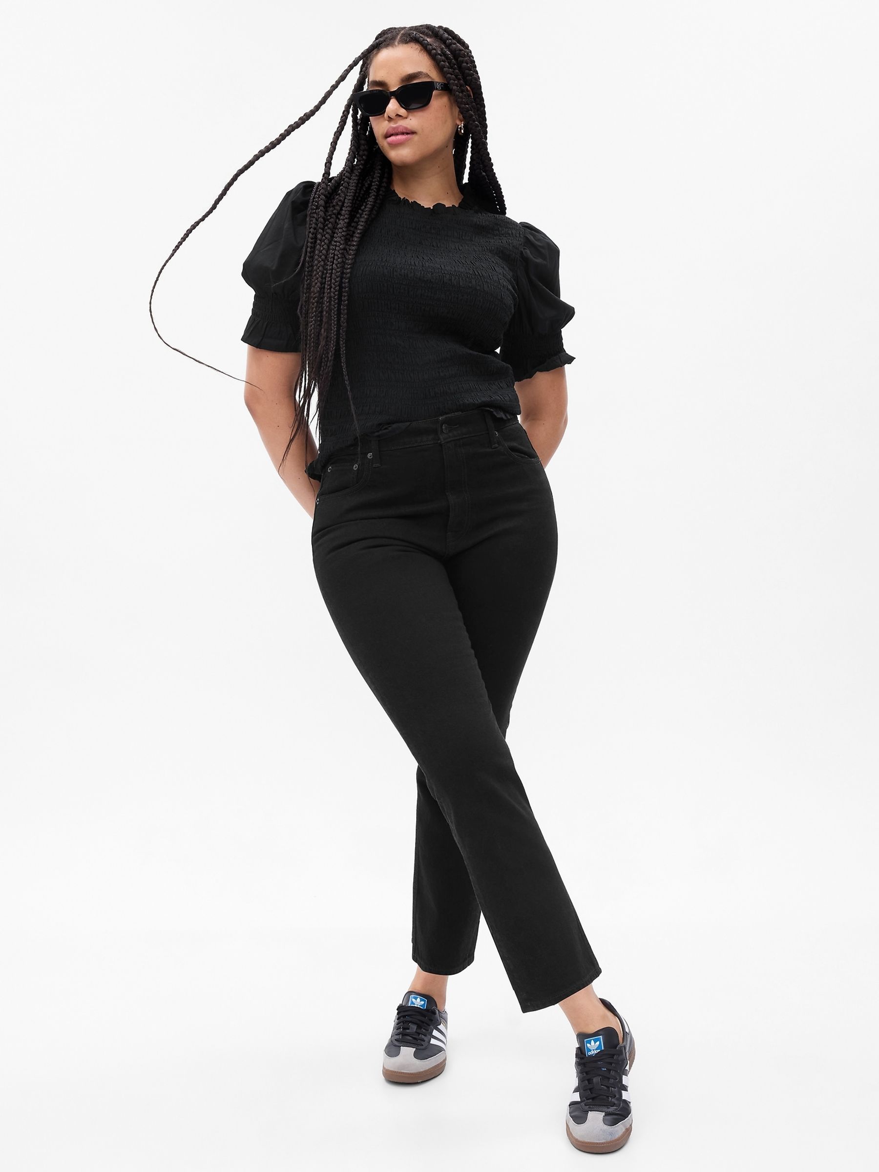 Black High Waisted Cheeky Straight Leg Jeans - Image 4 of 7