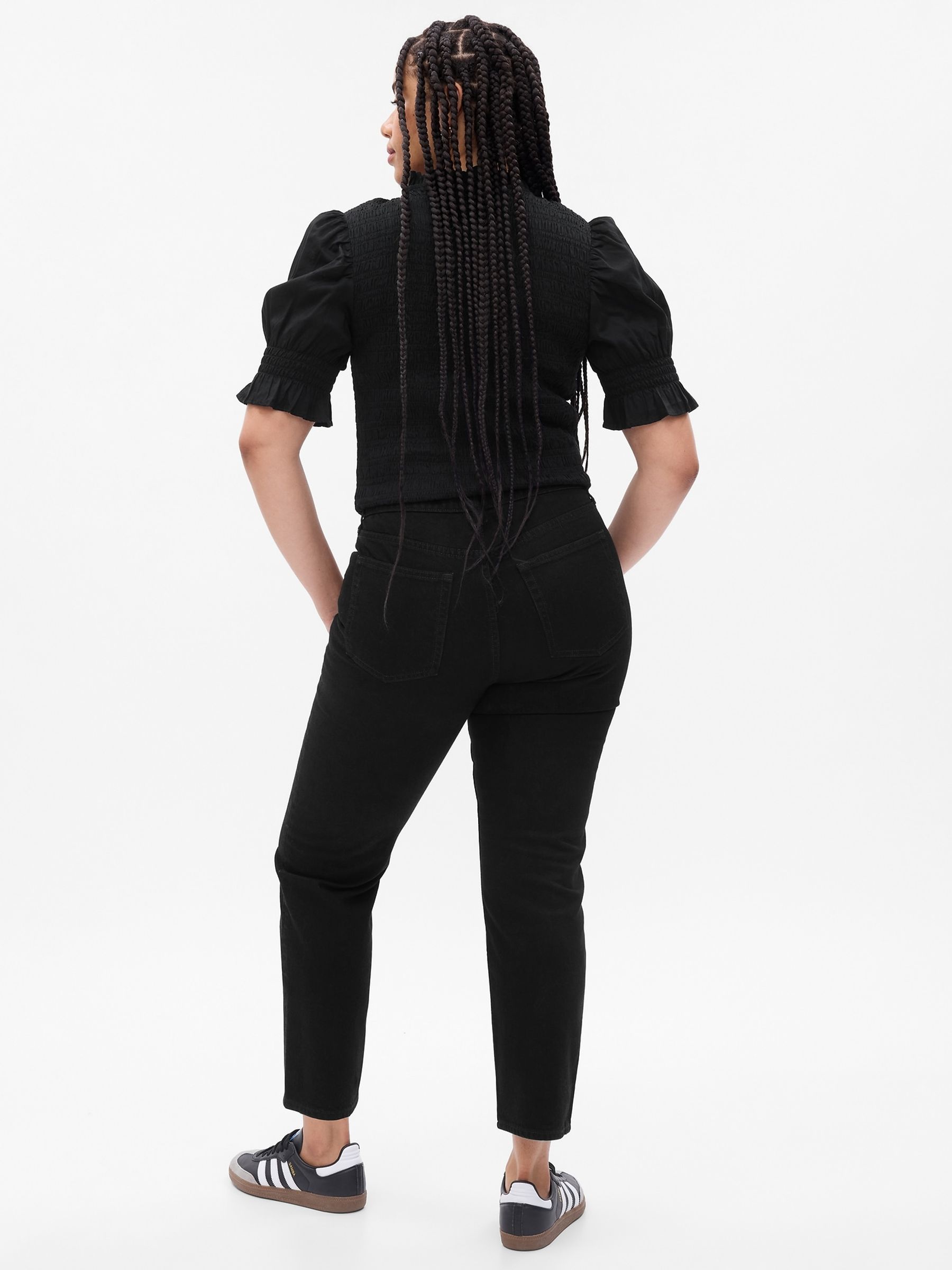 Black High Waisted Cheeky Straight Leg Jeans - Image 5 of 7